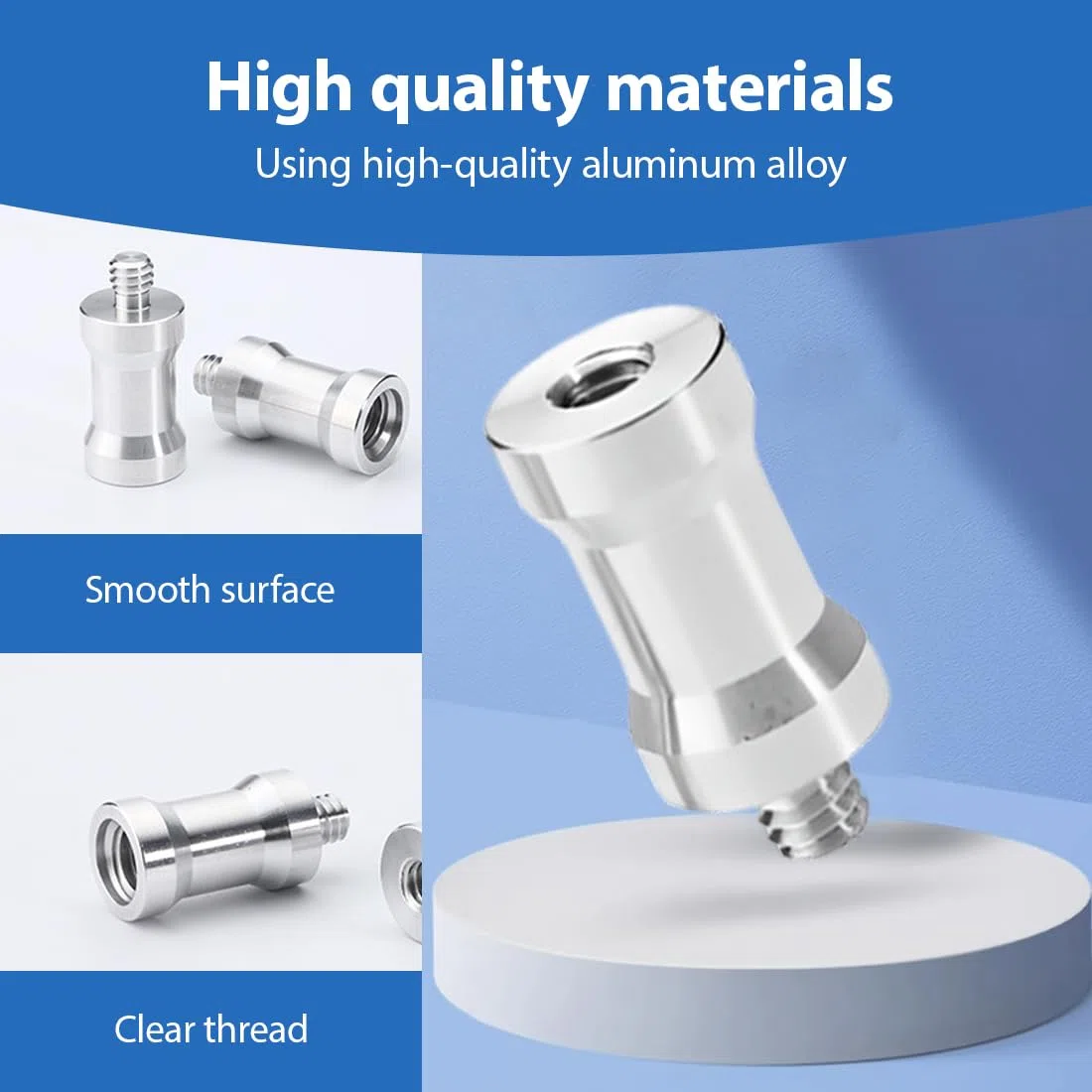EIHI 4 Stück 1/4 Zoll Buchse Auf 1/4 Zoll Stecker Konverter Gewindeschraube Adapter Zapfen Aluminiumlegierung Für Studio Lichtstativ,Blitzschuh,Kaltschuhadapter, Gewindeadapter