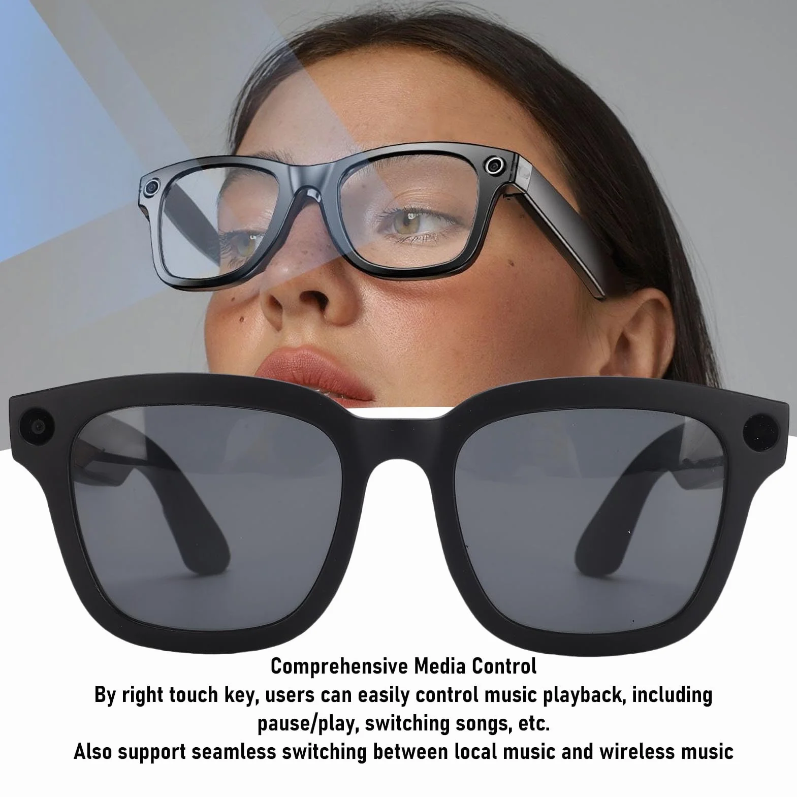 Sxhlseller AI Smart Brille mit Kamera, 1080p Foto Video Aufnahmebrille, Bilderkennung und 25 Sprachen Echtzeitübersetzung, Bluetooth 5.3 Smart Camera für Männer Frauen