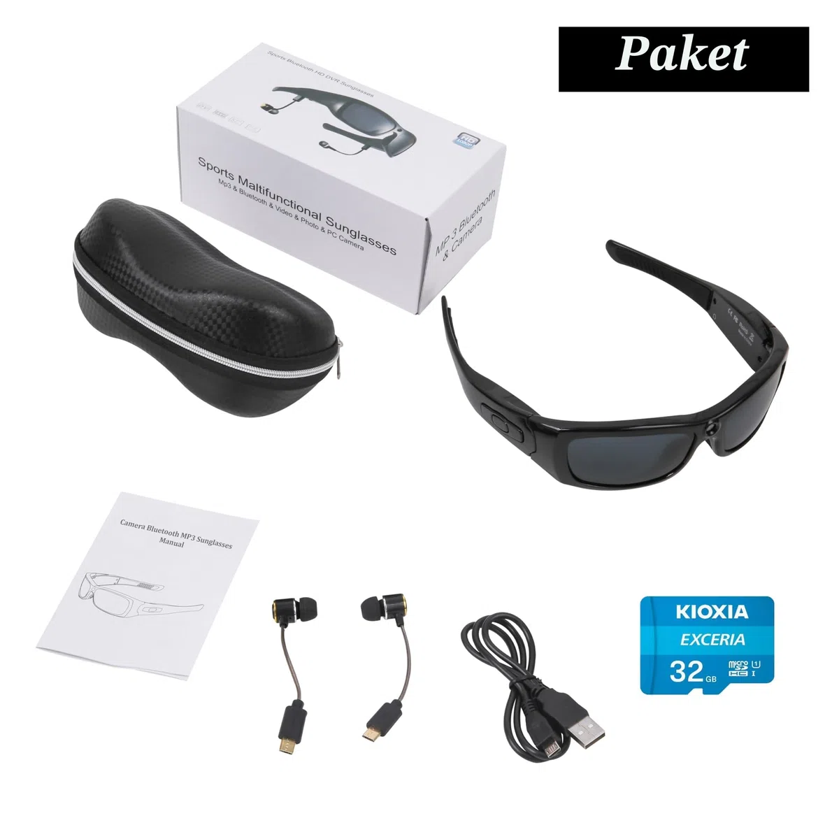 Kamera Sonnenbrille, Bluetooth Sonnenbrille Full HD 1080P Videokamera Brille mit UV-Schutz Polarisierte Linse für Outdoor und Reisen, SM-21B