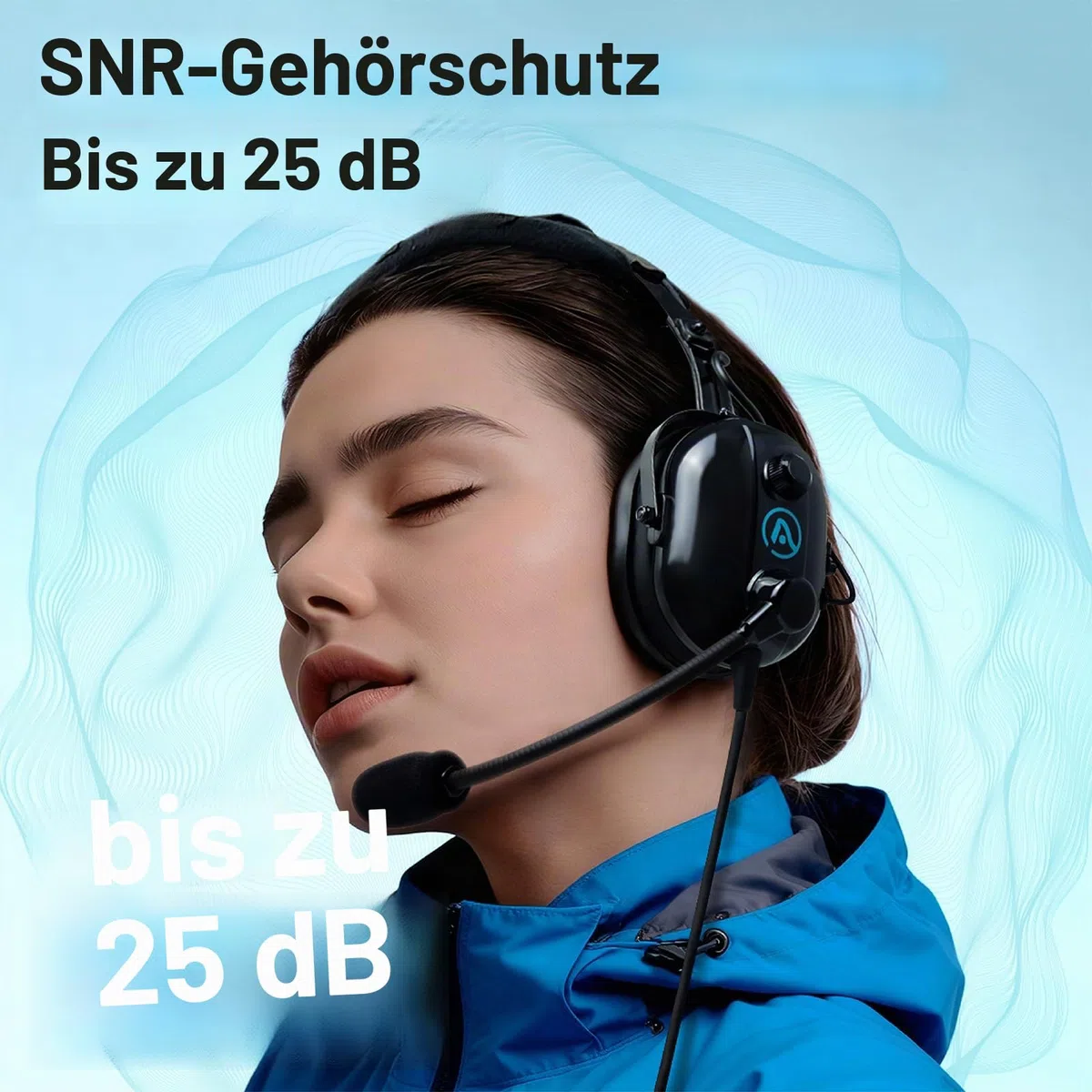 AIRVOICE Aviation Headset mit Geräuschunterdrückungsfunktion, für Piloten mit bequemen Ohrpolstern und flexiblem Mikrofon, PNR Luftfahrt-Headset für Piloten mit Tragetasche