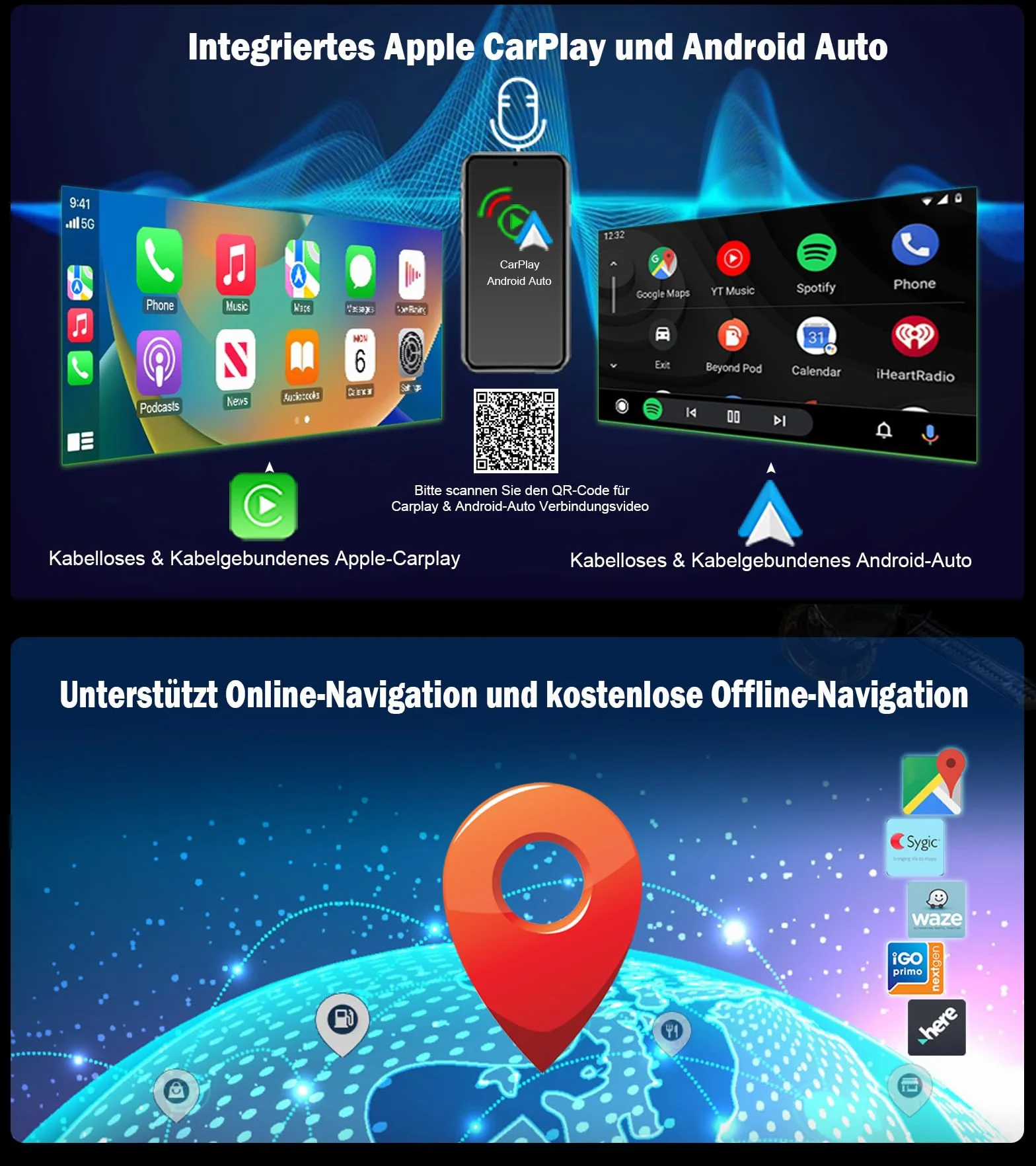 Erisin 8,9 Zoll 8-Kern 4GB+64GB Android 16 Autoradio 1Din GPS Navigation für Audi A6 2005-2008 MMI-2G-HIGH-System Unterstützt CarPlay Android Auto Bluetooth 5.1 WiFi DAB+ Canbus DVR USB DSP-Verstärker