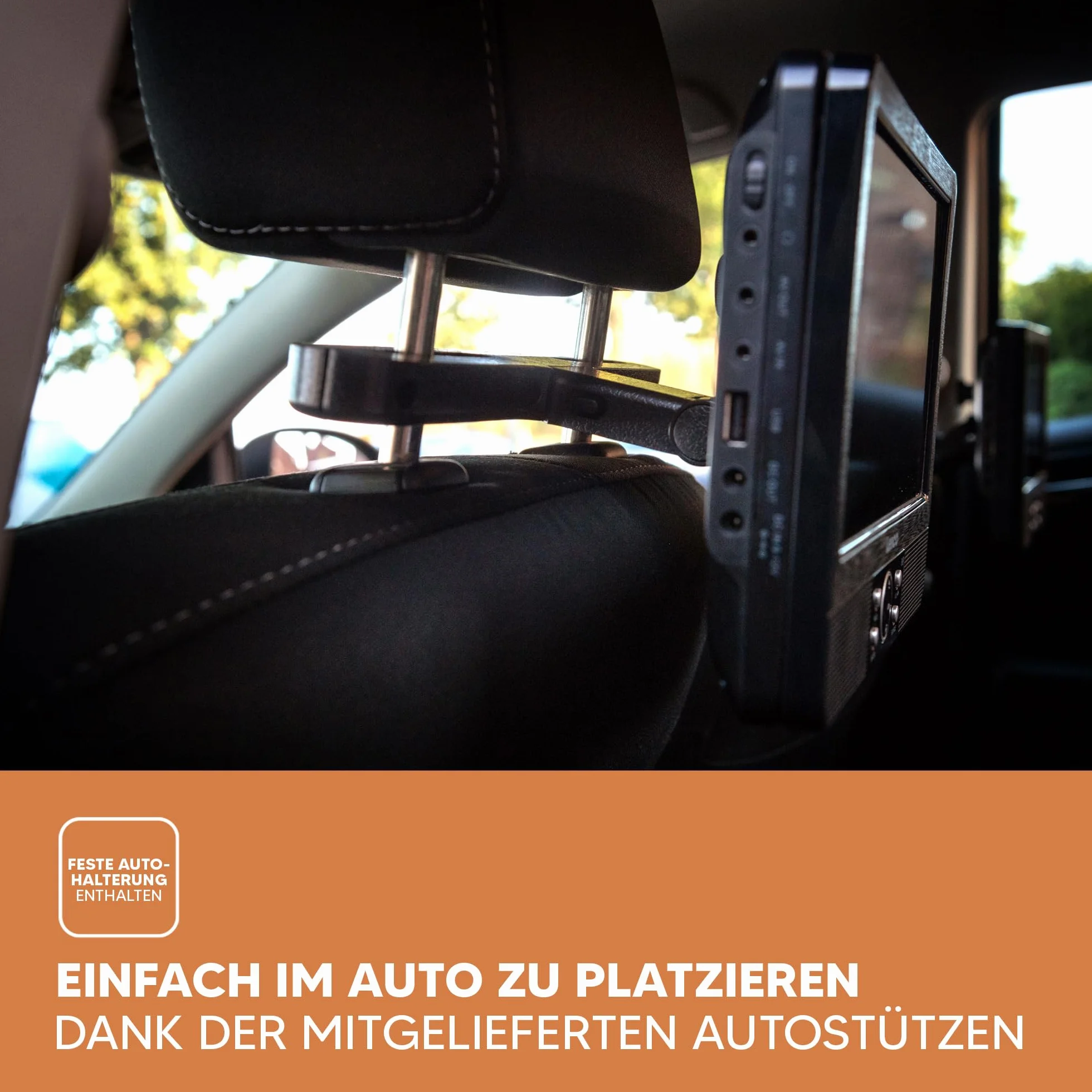 Lenco DVP-939 - DVD Player - Tragbarer DVD Player - DVD Player Tragbar | 2 x 9 Zoll - 2x Kopfhörer - USB - SD/MMC - 2x Fernbedienung - 2x Kopfstützenbefestigung