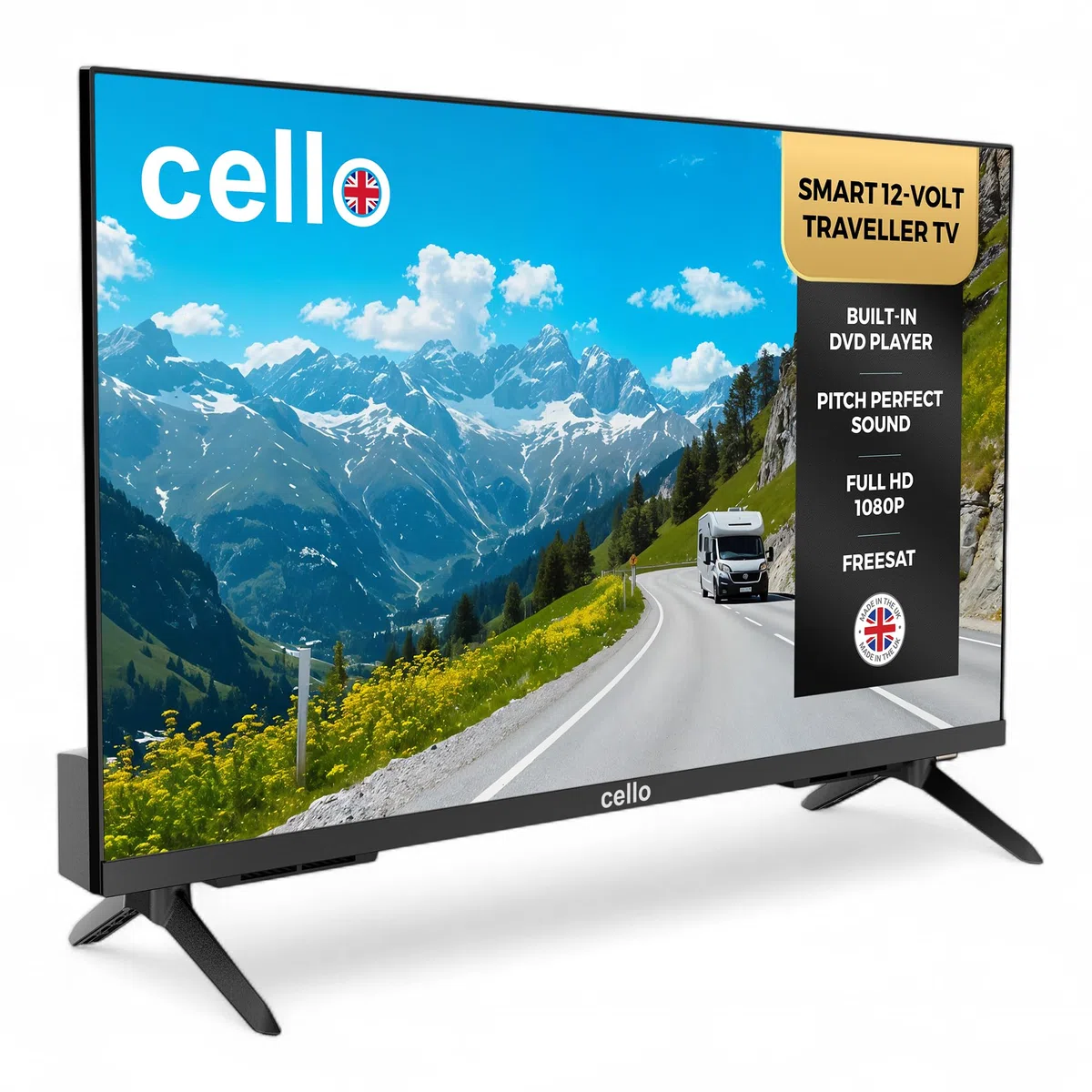 Cello C2725WSF 27" Smart 12V Traveller TV, 1080p, DVD, 230V, WebOS, Freeview Play, Perfect Pitch Sound