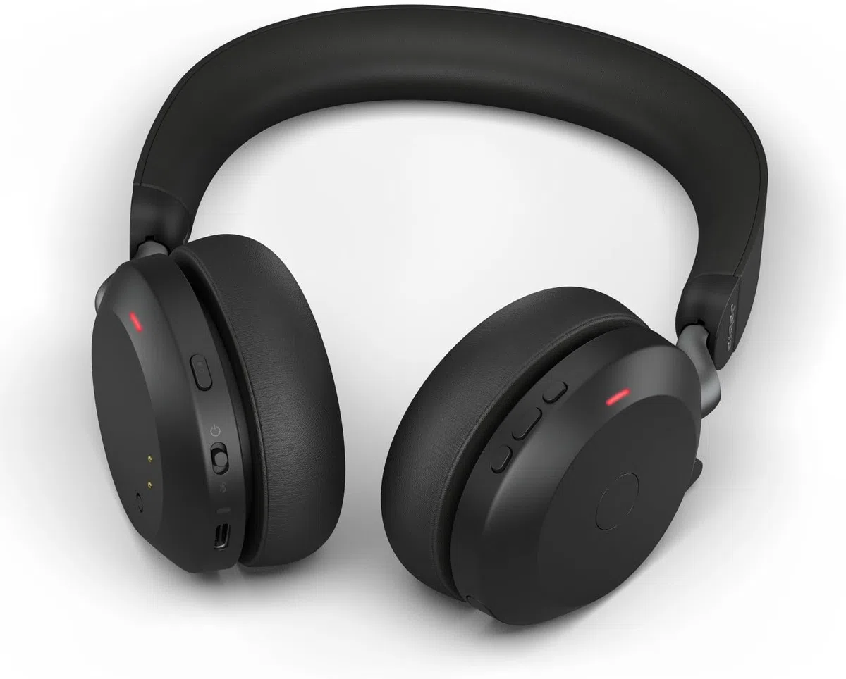 Jabra Evolve2 75 Wireless PC Headset mit 8-Mikrofon-Technologie - Dual-Foam-Stereo-Kopfhörer mit moderner aktiver Geräuschunterdrückung, USB-A Bluetooth-Adapter und MS Teams-Kompatibilität - Schwarz