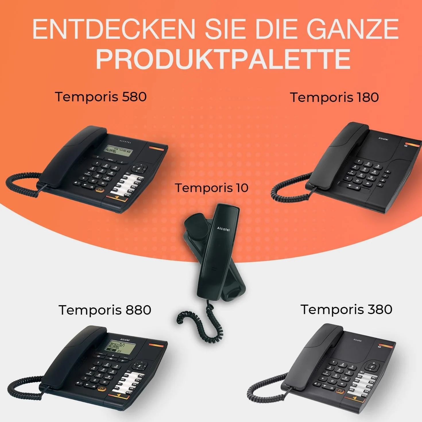ALCATEL Temporis 580 PRO - Professionelles Festnetztelefon - Alphanumerische Anzeige - Stummtaste - Visuelle Anrufanzeige - Einstellbare Lautstärke - Rückruftaste - 10 Direktwahltasten - Schwarz