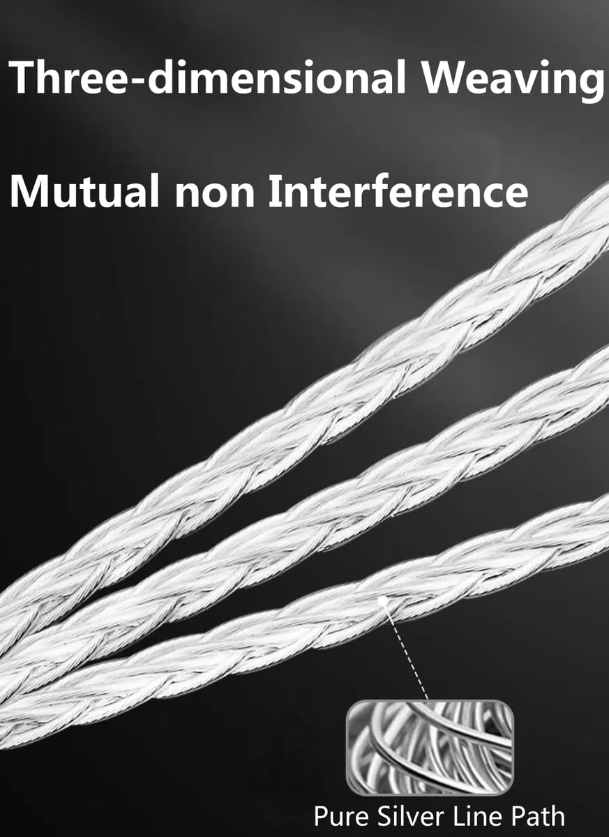 Pure Silver Kopfhörerkabel, 1,2 m, 4,4 mm, symmetrisches Kabel, Verlängerungskabel, kompatibel mit Hifiman Ananda NW-WM1Z, PHA-2A und anderen Audio-Playern (4,4 mm auf Dual 3,5 mm Stecker)
