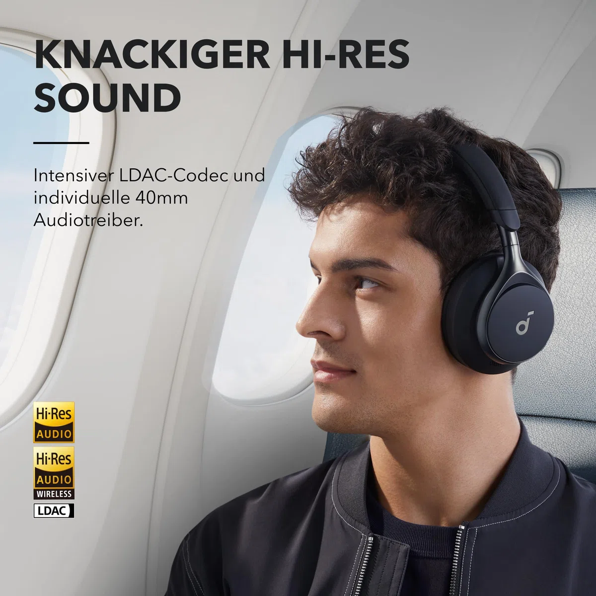 soundcore by Anker, Space One, Active Noise Cancelling Headphones, 2X Stronger Voice Reduction, 40H ANC Playtime, App Control, LDAC Hi-Res Wireless Audio, Comfortable Fit, Clear Calls, Bluetooth 5.3