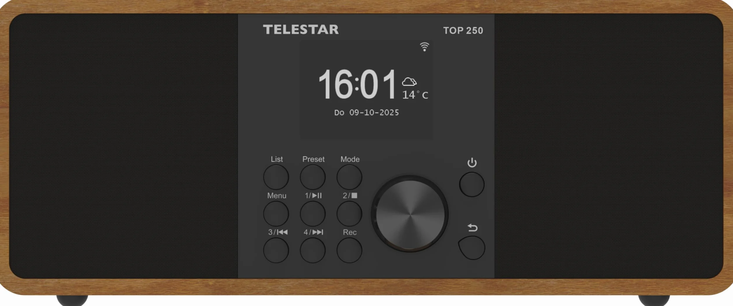 TELESTAR TOP 250 – DAB+/Internetradio, Stereo – Holz | 2 × 10 Watt, Bluetooth Audio-Streaming & Sendefunktion, USB-Aufnahme, Notfallwarnsystem, App-Steuerung