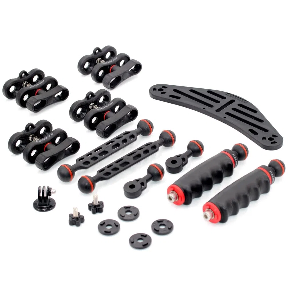 Unterwasser Tray Schiene für Action-Kameras mit Plastic Carbon Arme and YS-Adapter für GoPro DJI Osmo Apeman FLEX-ARM ST20130