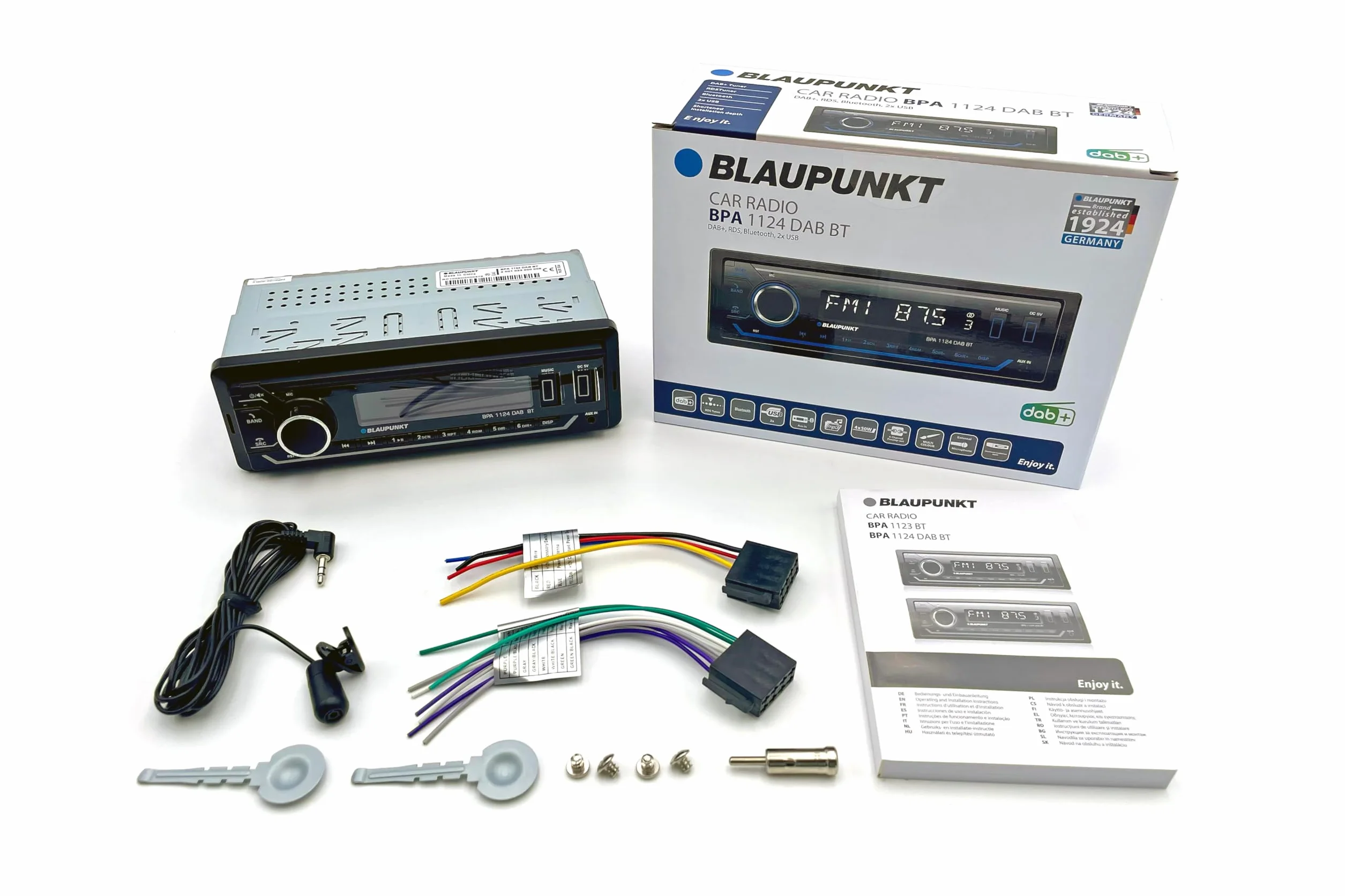 Blaupunkt BPA 1124 DAB BT 1-DIN Autoradio DAB+ Bluetooth USB Aux Sub-Out 4x50W 12V