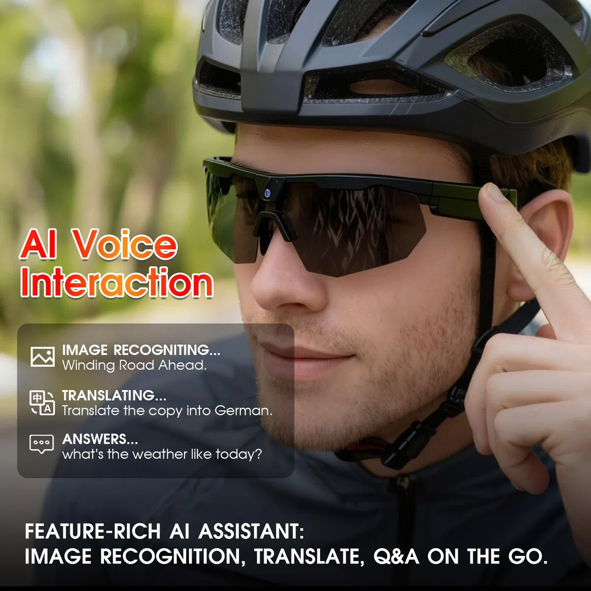 2026 Smart Glasses mit Kamera, 8MP Kamera Brille mit Offene Lautsprecher, Blendschutzgläser, Unterstützt Foto & Video, KI Sportbrille für Outdoor-Sportarten wie Radfahren, Reisen, Wandern(Schwarz)