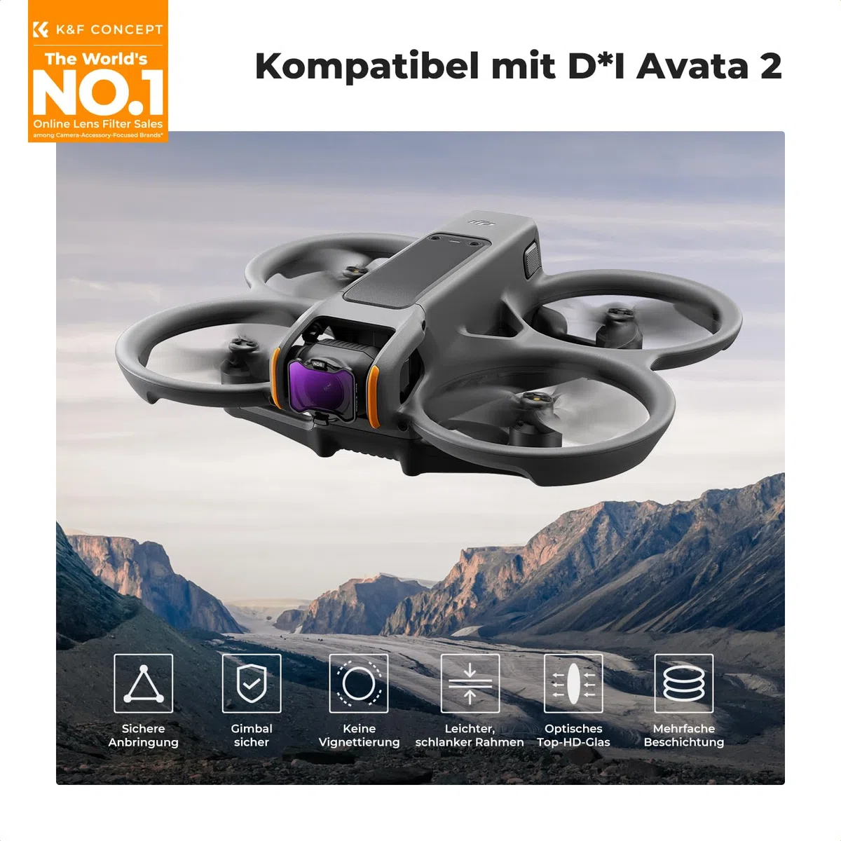 K&F CONCEPT Avata 2 ND Filter Set, ND8 ND16 ND32 ND64 Filter 4 Stück kompatibel mit DJI Avata 2