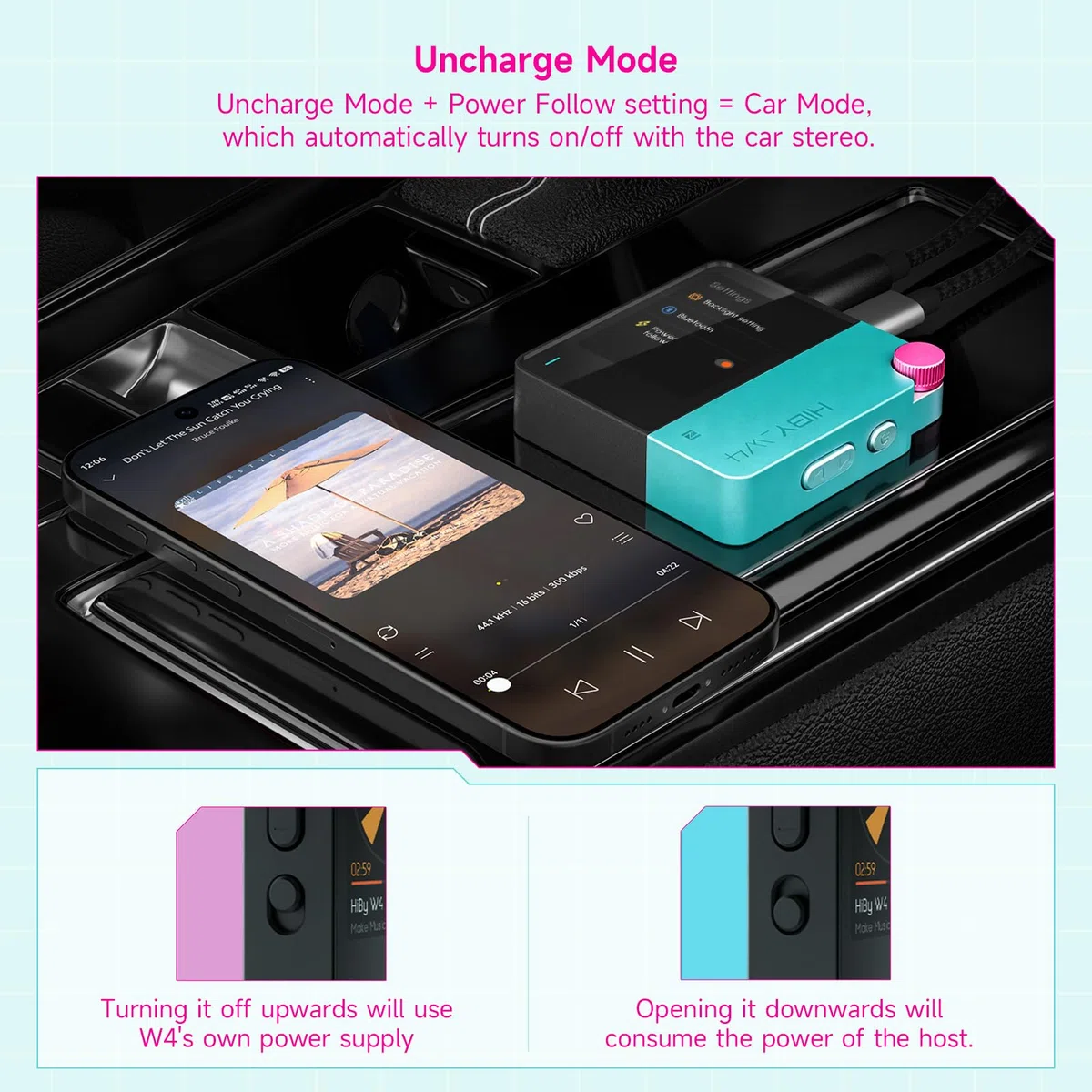 HiBy W4 Bluetooth-Kopfhörer-Verstärker USB DAC, BT 5.4 & NFC, aptX Lossless LDAC, Dual DAC, DSD512 PCM 768 kHz, 5,1 cm Touchscreen, CVC Mikrofon, 3,5 mm & 4,4 mm symmetrischer Ausgang