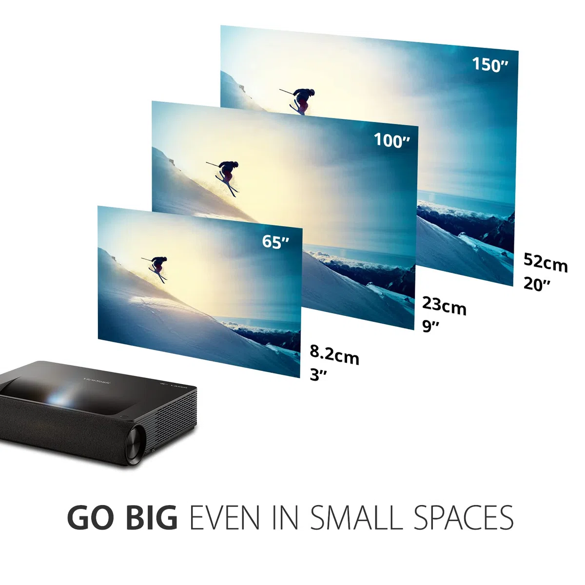ViewSonic X2000B-4K Ultrakurzdistanz 4K UHD Laserbeamer, 2000 ANSI Lumen, 100” Bilddiagonale ab 23 cm, HDR10, 20000h Lebensdauer, Harman Kardon Sound, Dolby/DTS, WLAN, Bluetooth, HDMI ARC