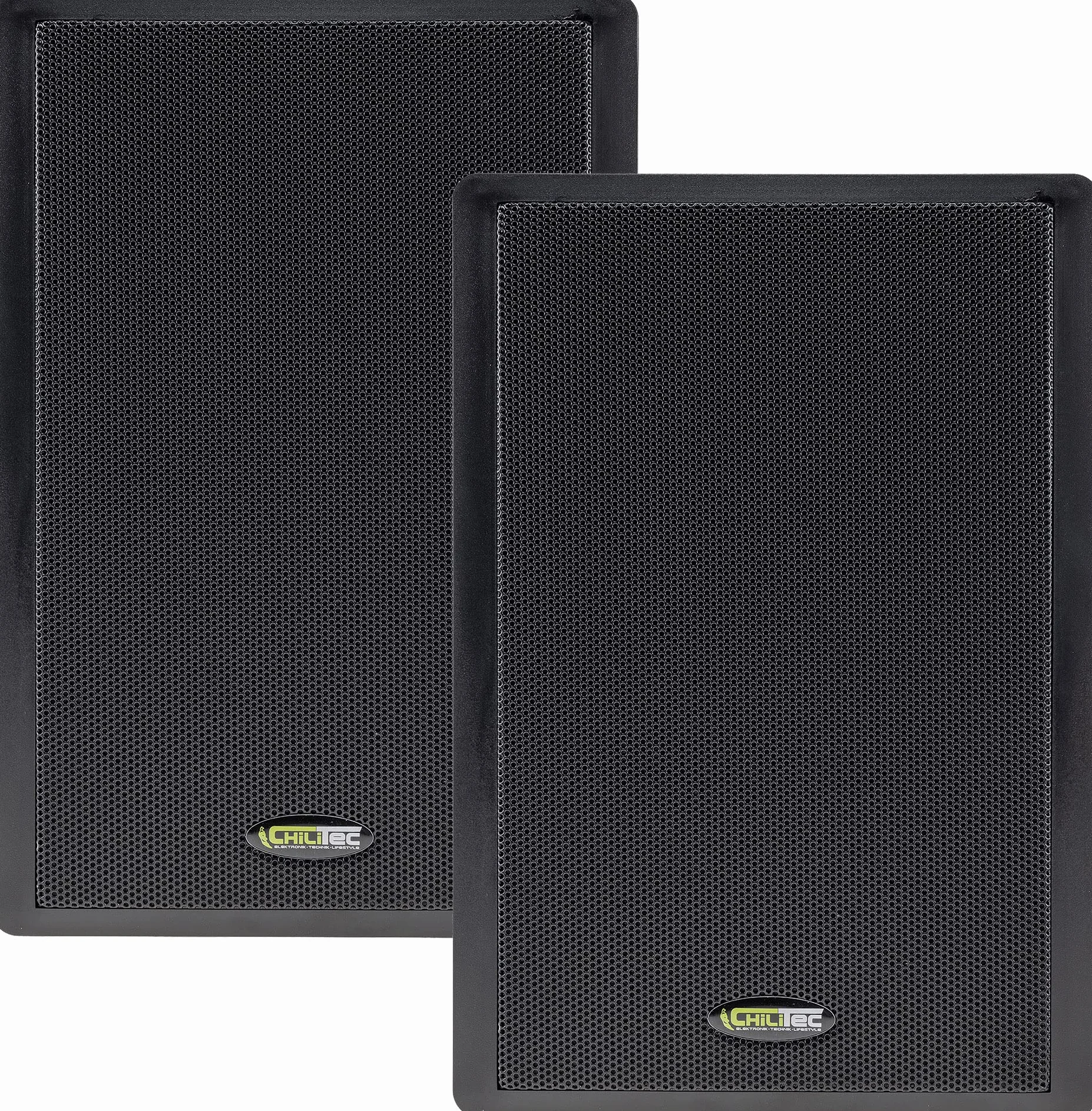 ChiliTec Wandlautsprecher Flatpanel-Lautsprecher 2-Wege 40Watt Paar / 2 Stück 37mm flach Aufbau-Lautsprecher für Wandmontage Schwarz