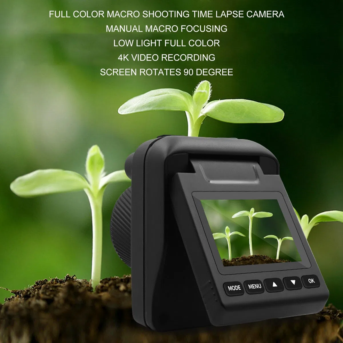 Bewinner Zeitraffer Kamera - 3200W 4K Vollfarb Timelapse Camera, 2 Zoll Kippbildschirm wasserdichte Kamera, Makroaufnahme, Wasserdicht nach IP66, 6 Monate Akkulaufzeit