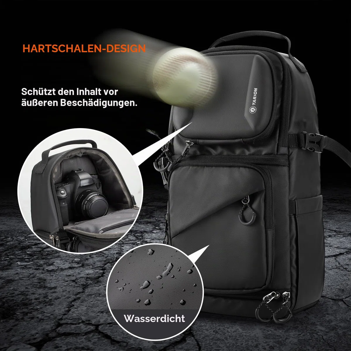 TARION Kameratasche Sling Kamerarucksack Klein: 2-in-1 Fotorucksack Kamera Sling Tasche 9L Fotografie mit Seitlicher Zugang Wasserdicht Regenhülle für DSLR SLR Spiegelreflex Reise TR-S