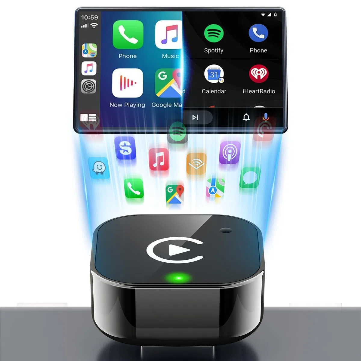 2026 Update 2-IN-1 Wireless CarPlay & Android Auto Adapter, Kabelloses CarPlay für iPhone & Android, Plug & Play, 5GHz No Delay, Auto Connect, USB-A & USB-C, für CarPlay-Fahrzeuge ab 2016