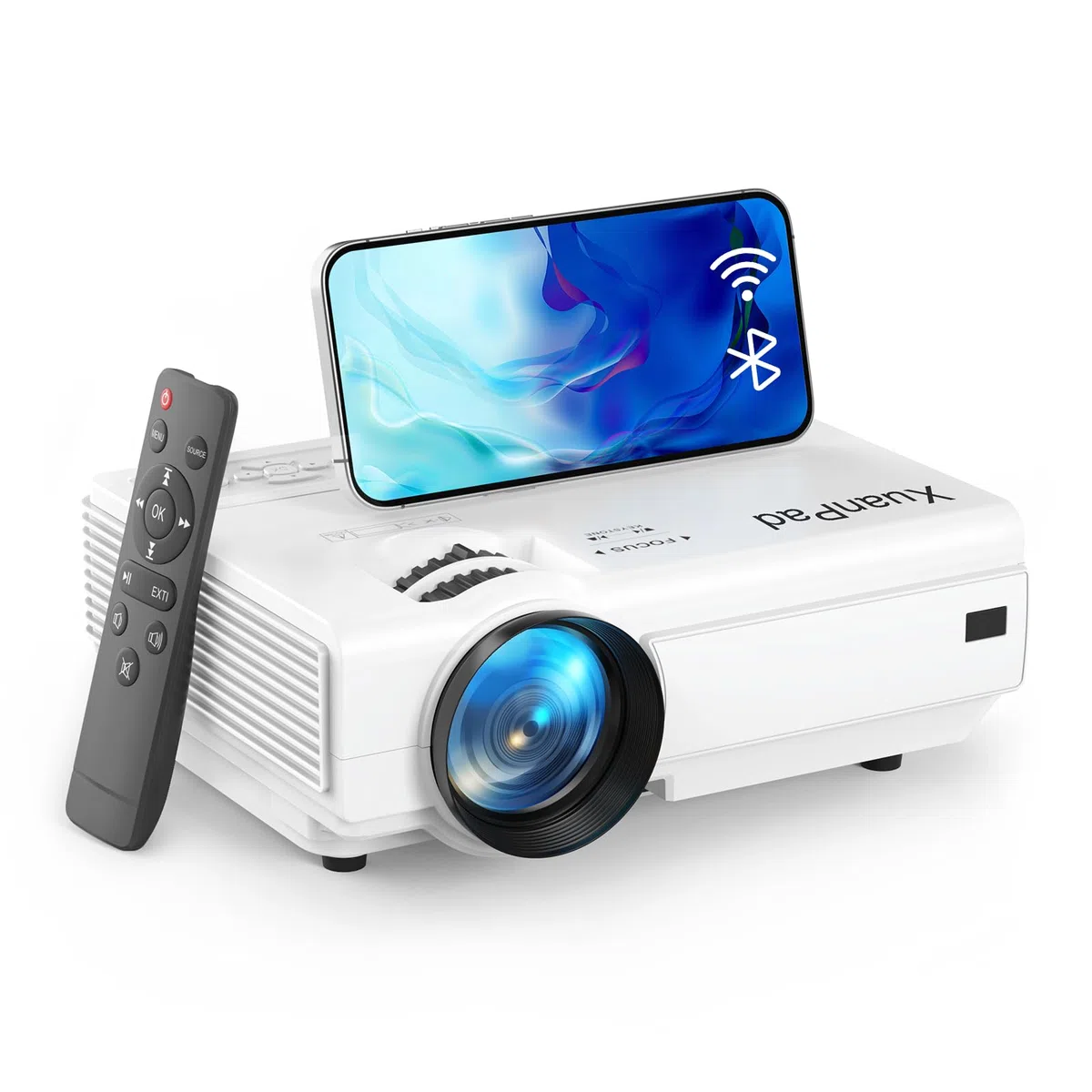 XuanPad Mini Beamer 21000L HD 1080P WiFi Bluetooth Heimkino Projektor Kompatibel mit TV Stick HDMI USB AV Laptop