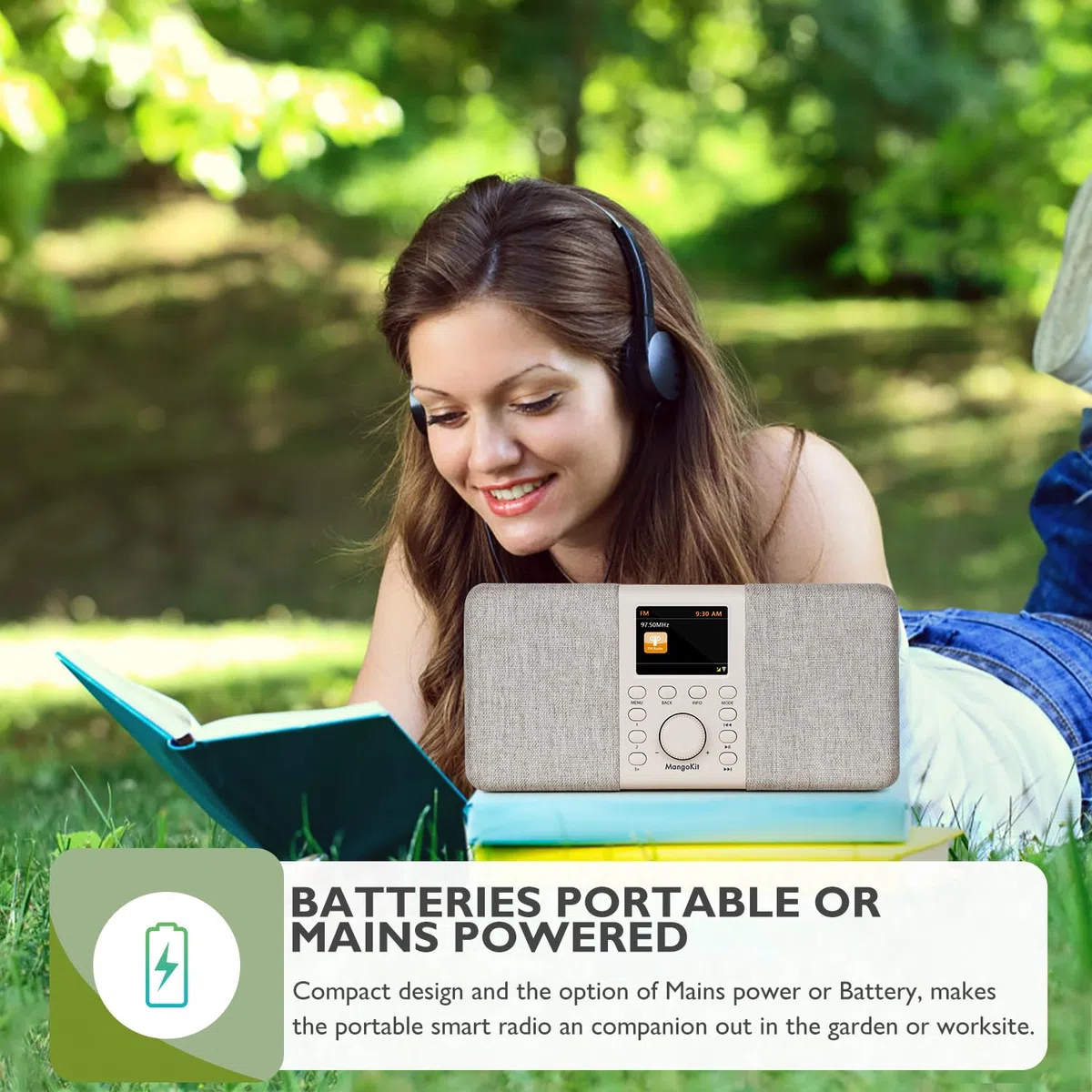 SR20 Stereo Internetradio WLAN, DAB Radio mit Bluetooth, DAB Plus Radios, Digitalradio, UKW Internet Radio, Küchenradio, Podcast Player, App Fernsteuerung, Farbdisplay,Doppelalarm-Walnuss