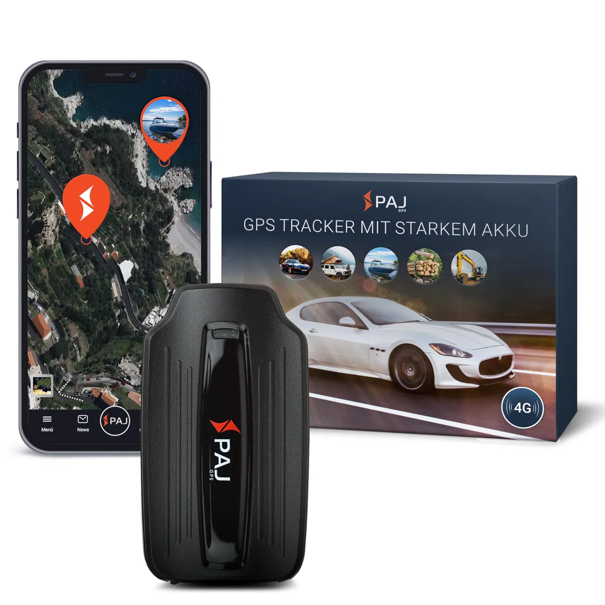 PAJ GPS - Power Finder 4G Langzeit GPS-Tracker, Power Finder von PAJ GPS, Ortung für Oldtimer, Auto, Fahrzeuge, Boote, Anhänger und mehr, inkl. Magnet-Befestigung, bis zu 90 Tage ohne Aufladen