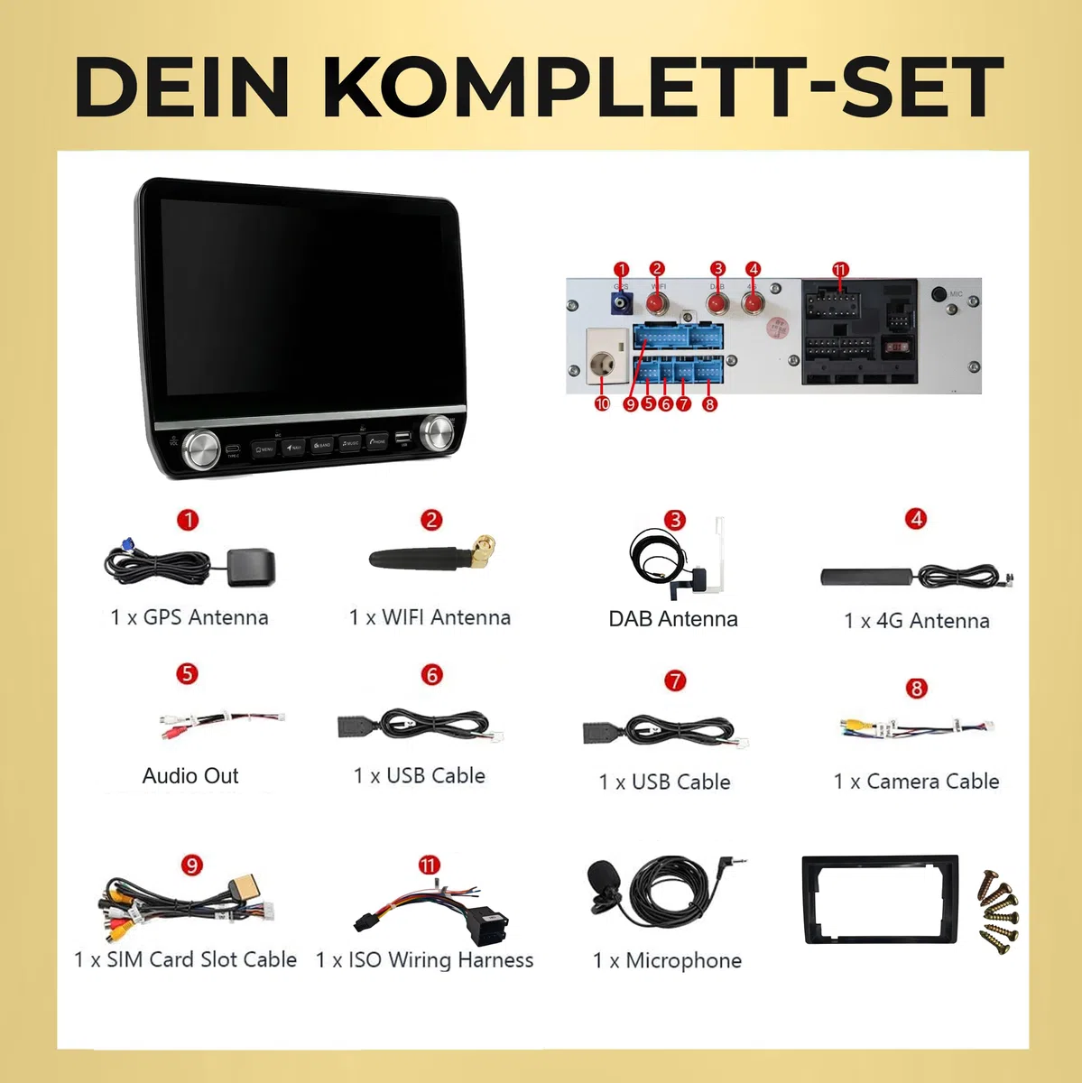 M.I.C.1192-L3 Android 14 Autoradio mit Navigation: MT6769V, 4GB+64GB, 10.1 Zoll QLED Display, SIM, Apple CarPlay & Android Auto, DAB+, GPS–Ersatz für FIAT Ducato Peugeot Boxer Citroen Jumper 2006-2024