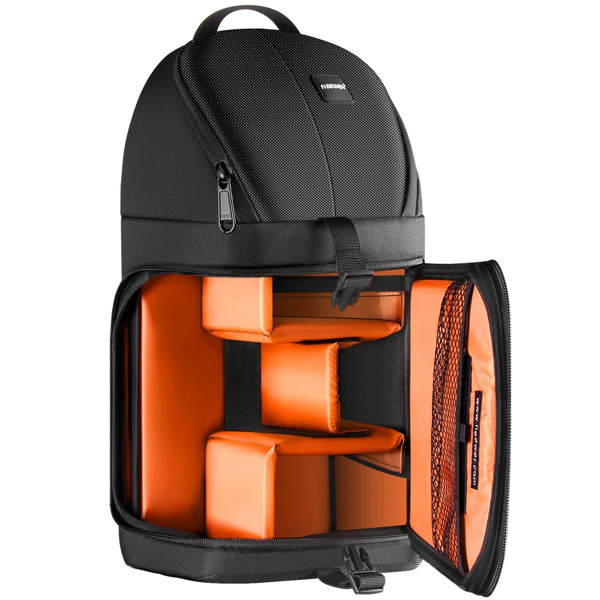 NEEWER Profi Kameratasche Schlaufen Rucksack für DSLR Kameras und Objektiv Stativ Weiteres Zubehör Dauerhaft Wasserdicht und Reissfest mit gepolsterten Trennwand (OrangeInnenraum)