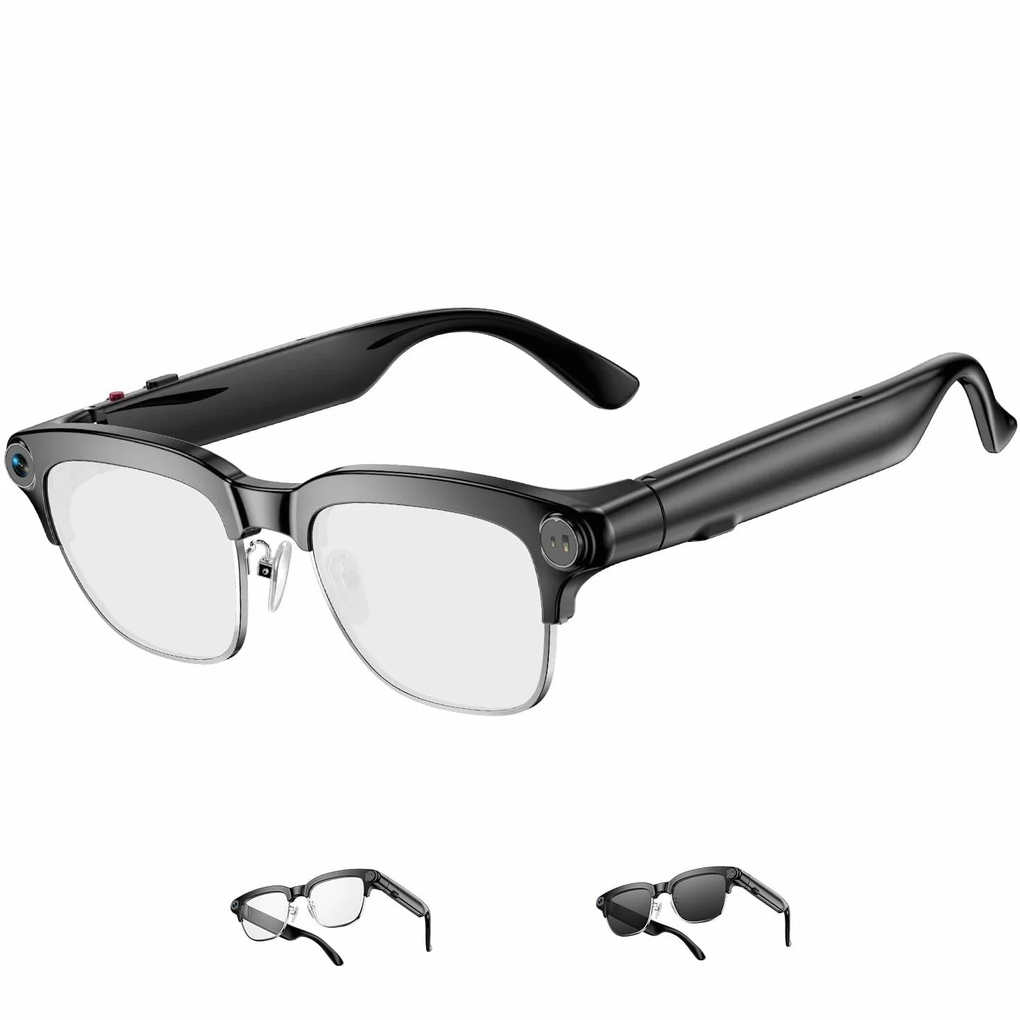 TOOBUR AI Smart Glasses mit 8MP Kamera, 1080P Anti-Shake HD Video, 2 Paar Linsen, Echtzeitübersetzung & Sprachassistent, Bluetooth-Anrufe & Offene-Ohr-Audio für Vlogging, Reisen & Meetings