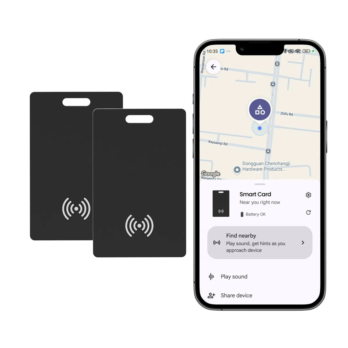 Wallet Tracker Karte für Android Wiederaufladbares Air Tag Card, Kompatibel mit der Google Find Hub App (Android nur), 1.8mm Ultra-Dünner, Kabelloses Laden, IP68 Wasserdicht, für Schlüssel, Gepäck