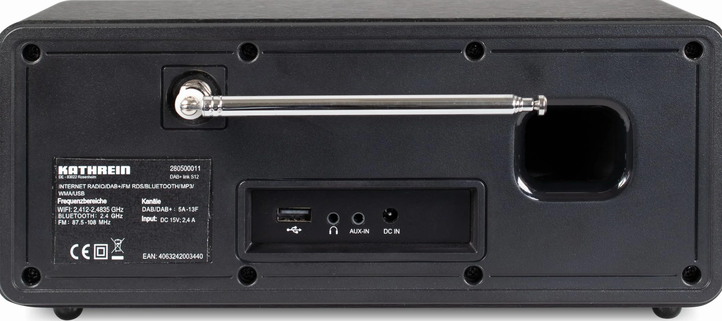 KATHREIN DAB+ link S12 – DAB+/Internetradio, Stereo – Schwarz | 2 × 15 Watt, Bluetooth Audio Streaming & Sendefunktion, Streamingdienste wie Deezer, TIDAL etc., USB-Aufnahme, App-Steuerung