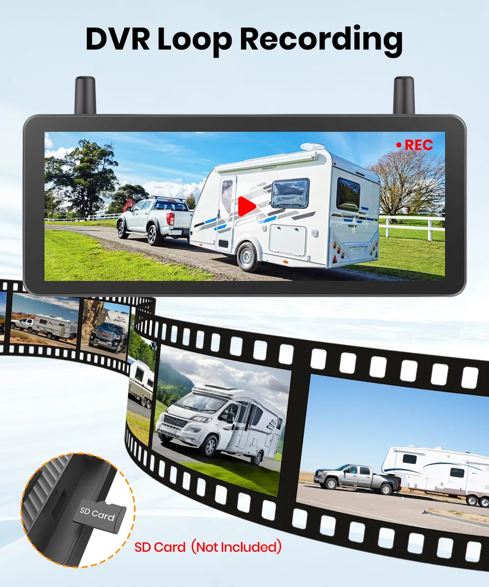 AUTO-VOX Solar Rückfahrkamera Kabellos 7,2" 1080P Display für LKW Anhänger Van Wohnmobile
