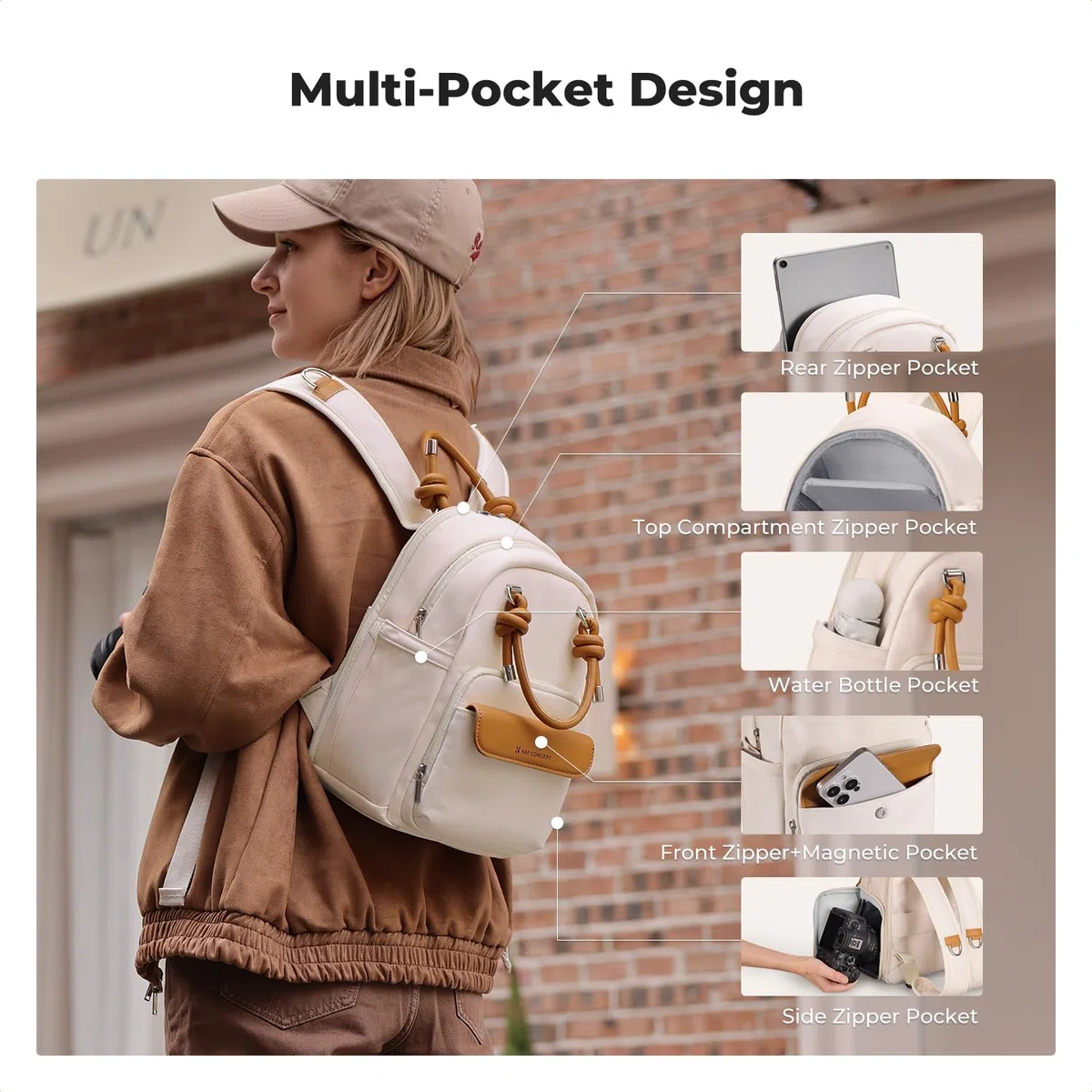 K&F CONCEPT Kamerarucksack, tragbare Kameratasche für den Alltag mit herausnehmbaren Trennwänden für Frauen, geeignet für Spiegelreflexkameras, Objektive und Tablets