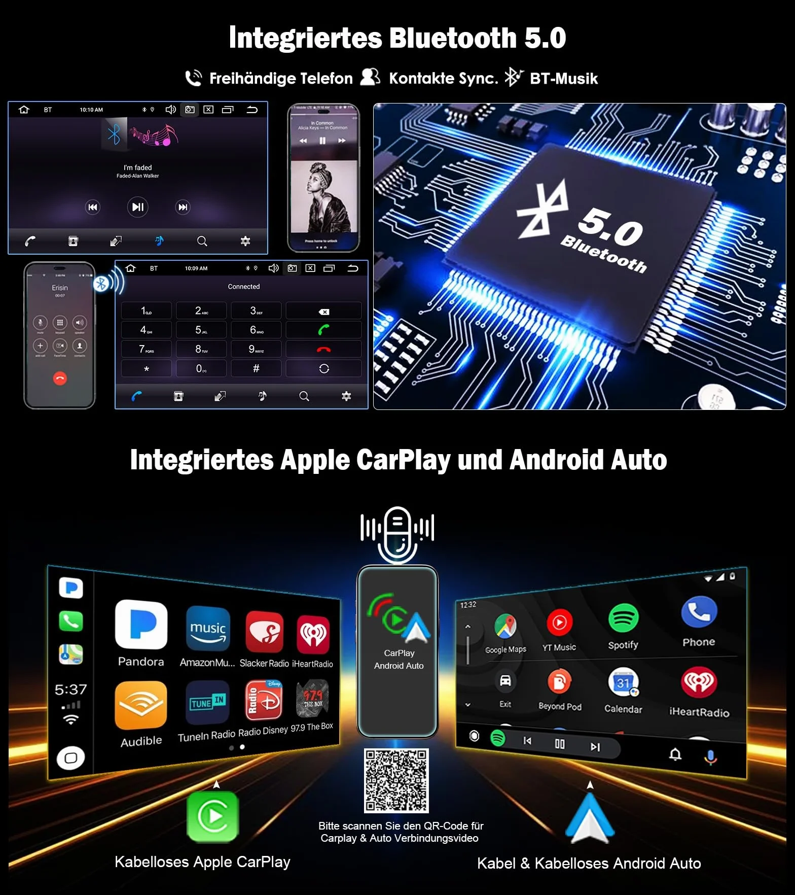 Erisin Android 16 4GB+64GB 8-Kern Autoradio mit CD Bluetooth GPS Navi für VW Polo 6R Golf 5/6 Passat B6 Touran Skoda Seat Tiguan Jetta T5 7" Touchscreen CarPlay Android Auto DAB+ WiFi 4G A2DP Canbus