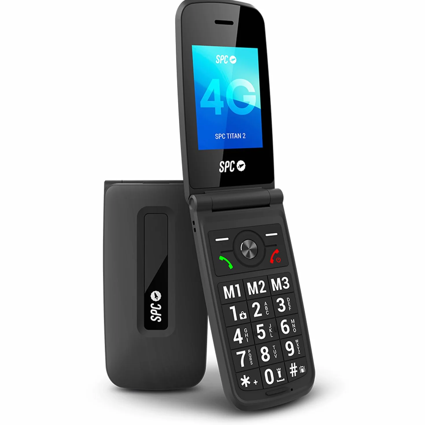 SPC Titan 2 – Klapphandy für Senioren, 4G, große Tasten, lauter Klingelton (105 dB), 2,4”-Display | Einfach zu bedienen und fern-konfigurierbar | 3 Direktwahltasten | Akku hält bis zu 7 Tage – Schwarz