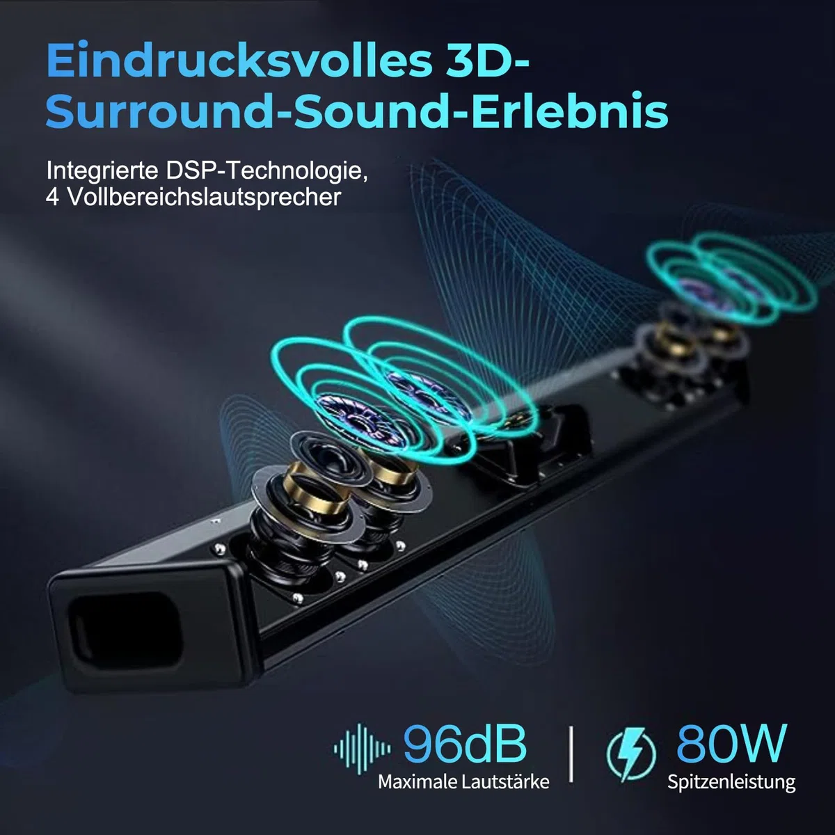 OXS S3 Soundbar für Fernseher, Heimkino-Audio mit Bluetooth 5.0, dynamischer Bass, 3D-Surround-Sound, Dialogverbesserung, AUX/optisch/koaxial kompatibel, mehrere Klangmodi, wandmontierbar