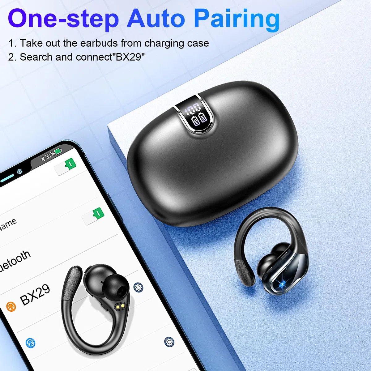 Bluetooth Kopfhörer in Ear Sport, 2024 Kopfhörer Kabellos Bluetooth 5.3 HiFi Stereo, 75 Std Noise Cancelling Wireless Earbuds, Tiefer Bass, LED-Anzeige, IP7 Wasserdicht, USB-C-Schnellladung Ohrhörer