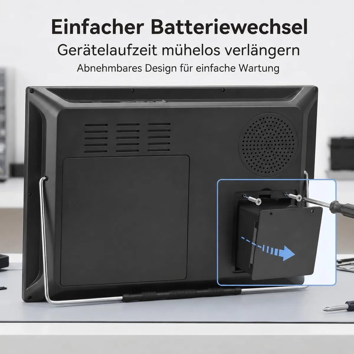 Tragbarer DVD-Player mit Kopfstützenhalterung, 14,1 Zoll großer schwenkbarer Bildschirm, DVD-Player für Auto, unterstützt 720P Video MP4, RMVB-Formate, regionenfreier wiederaufladbarer Akku, großer