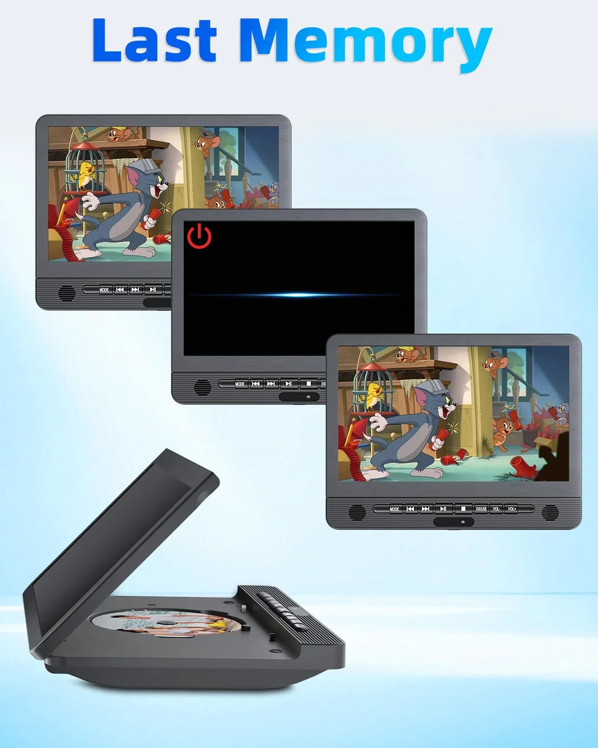 Arafuna 12" DVD Player Auto 2 Bildschirme, Wiederaufladbar Kopfstütze für Auto, Unterstützung USB/TF-Karte, Sync Screen, und letzter Speicher