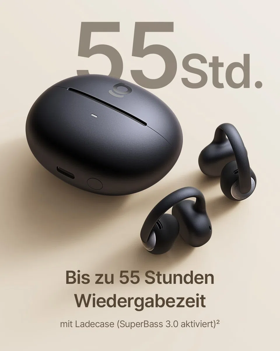 Baseus Bowie MC2 Open Ear Kopfhörer, Clip-On Earbuds mit CloudComfort 2.0, Hi-Res Audio, LDAC, SuperBass 3.0, Bluetooth 6.0, 4-MIC KI für klare Anrufe, 55 h Akku, IP67, 5,1 g leicht