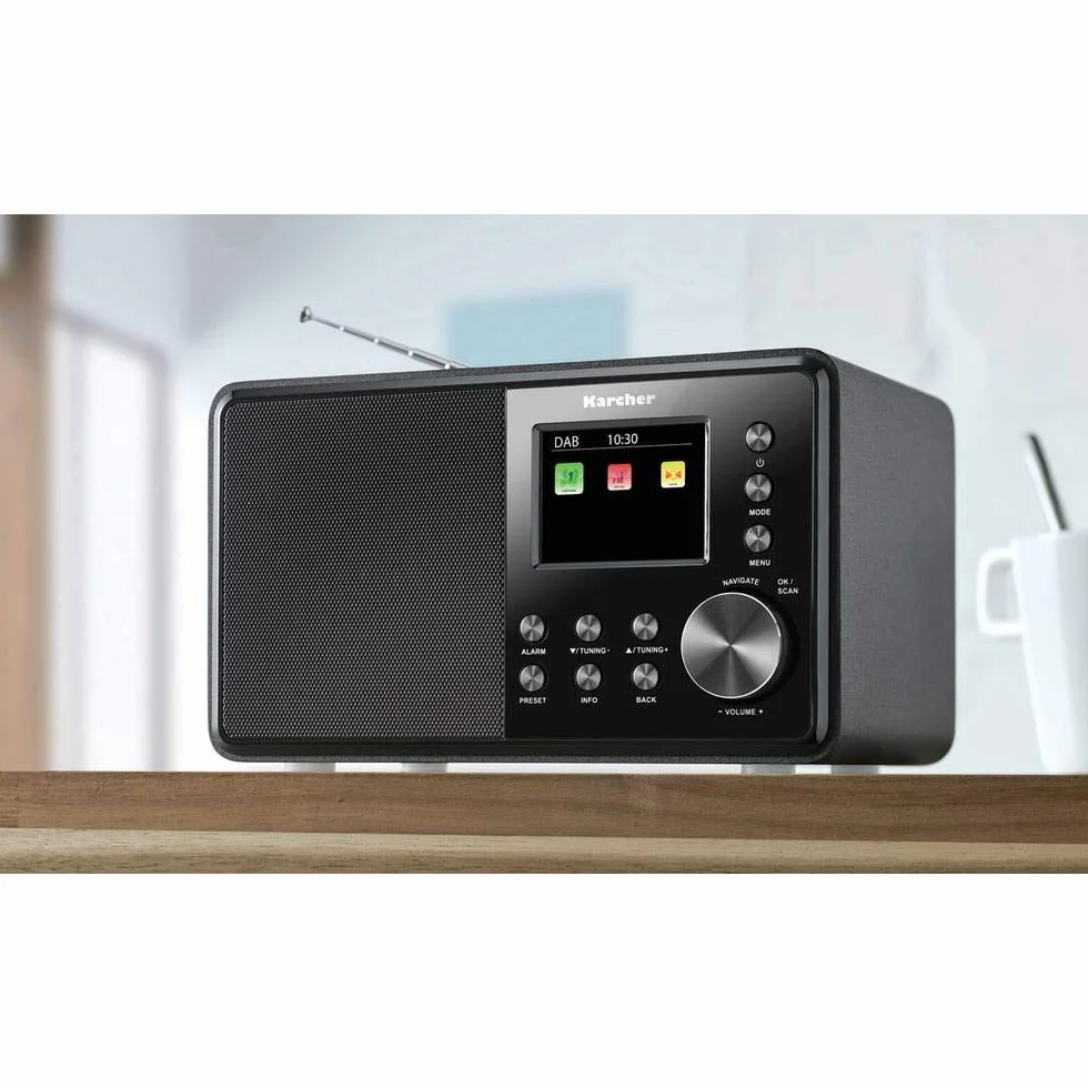 Karcher DAB 3000 - DAB+ Radio (Digitalradio, DAB plus/UKW-RDS, AUX-IN, Wecker mit Dual-Alarm, kleines Küchenradio, schwarz)
