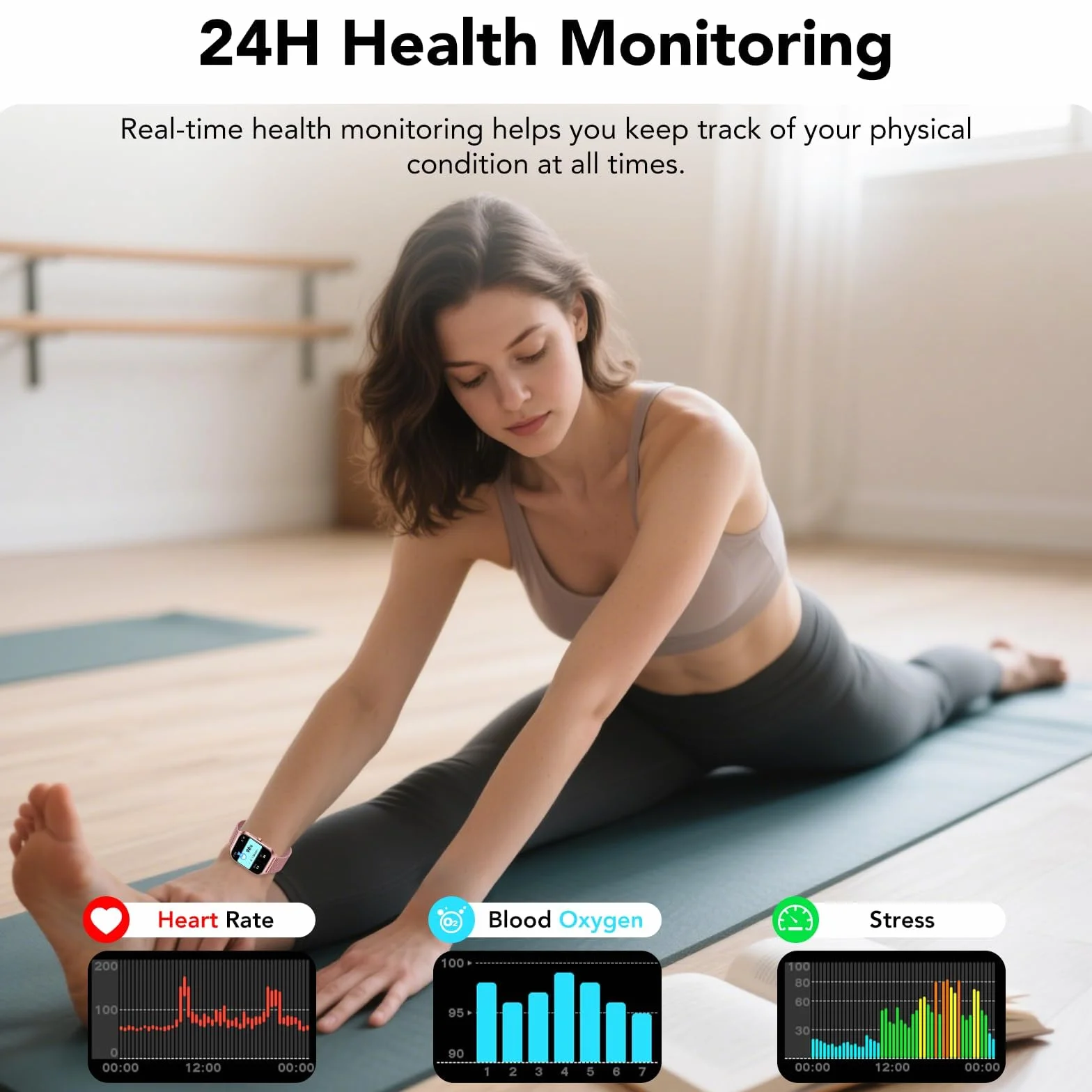 CASCHO Smartwatch Damen 1.85'' Telefonfunktion 120+ Sportmodi Fitnessuhr Herzfrequenz SpO2 Schrittzähler Schlafmonitor IP68 Wasserdicht Fitness Tracker iOS Android Roségold