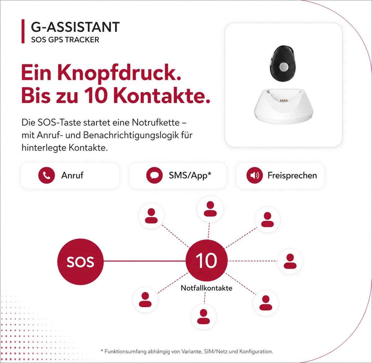Notruf GPS Tracker (ohne ABO) G-ASSISTANT, GPS/GSM/4G LTE, Notruf-System mit Telefon, Fallsensor, GEO Fence, IP67 Wasserdicht, für Senioren/Kinder/Demenzkranke (CARBONSCHWARZ, 2G-Start)