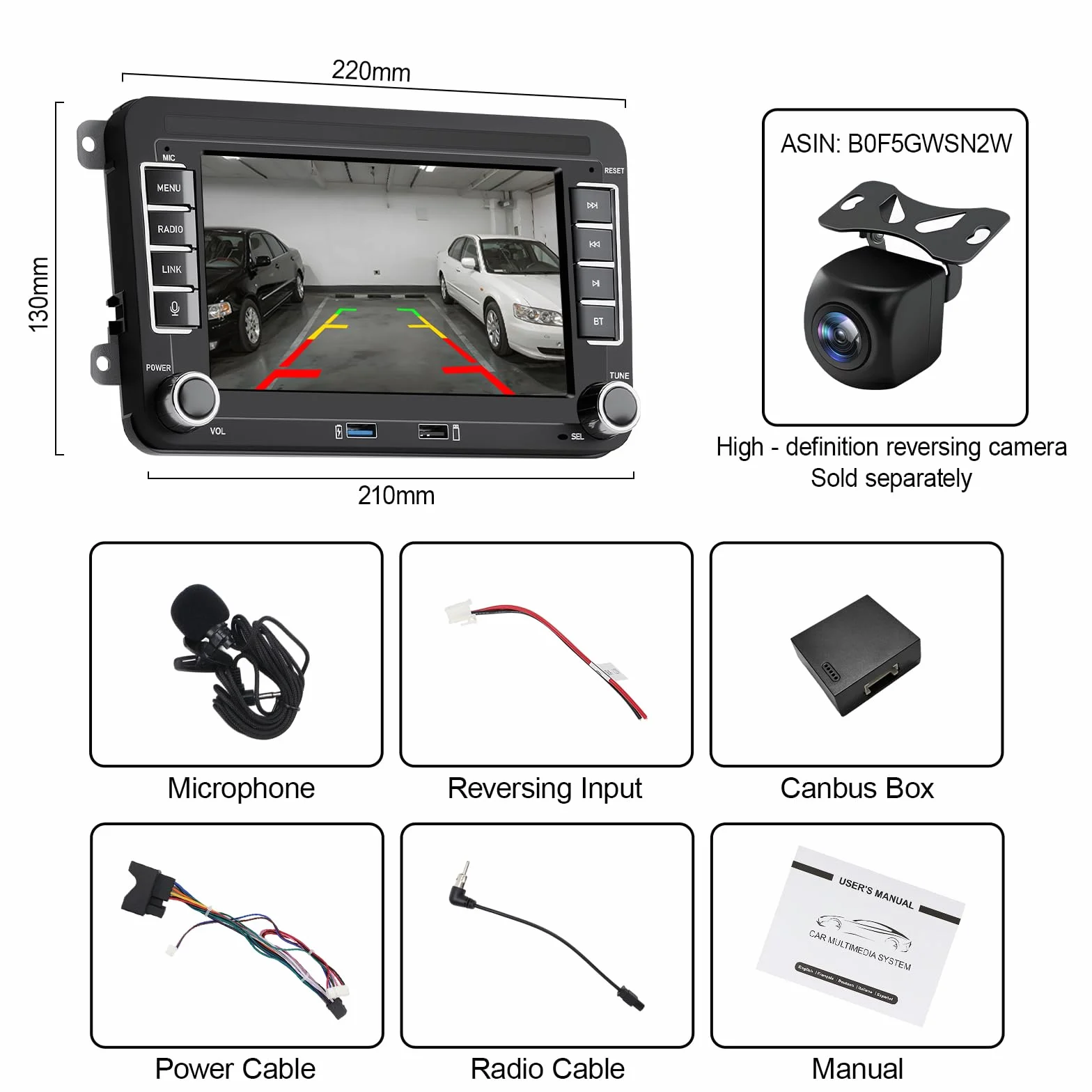 Autoradio für VW Golf 5/6/Jetta/Polo/Passat/T5/EOS-(Start in 3–5 Sekunden) | 7“ Display mit integriertem Apple CarPlay & Android Auto, FM/AM/DSP/Bluetooth / Mikrofon, Lenkradsteuerung – Plug-and-Play