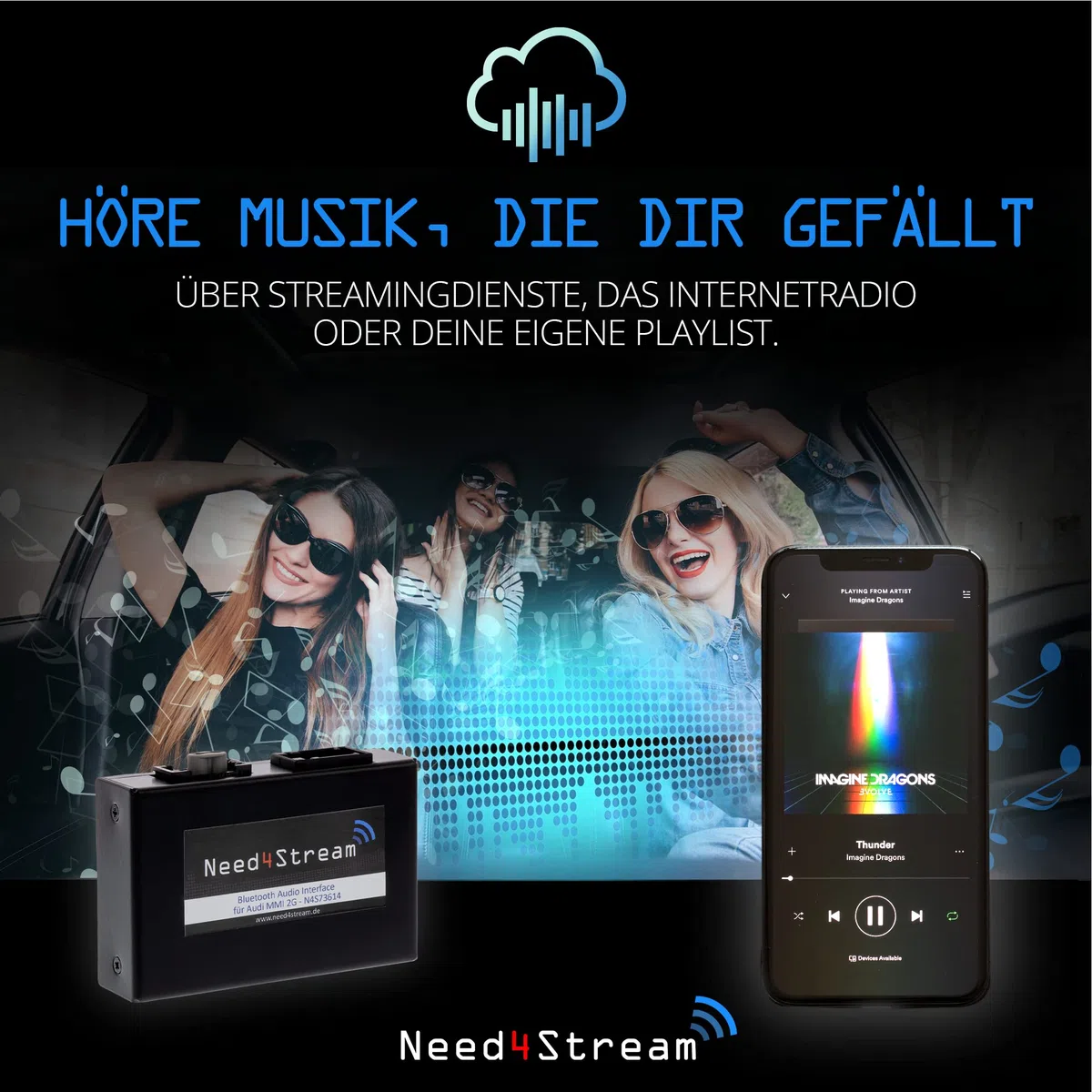 N4S73614 A2DP Bluetooth Audio Interface mit Titelanzeige für MMI 2G, kompatibel mit Audi A4 8K, A5 8T/8F, A6 4F, Q7 4L, A8 4E, kompatibel mit iPhone, Android und Streamingdiensten