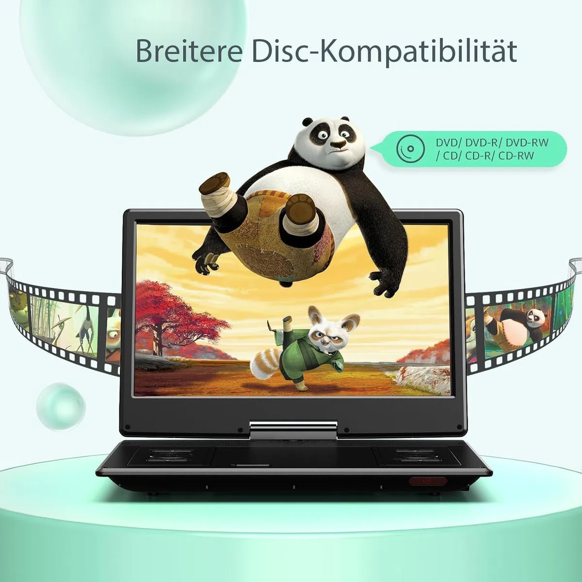 Yoton16,9" Tragbarer DVD-Player mit 14,1" HD-Drehbildschirm, ideal fürs Auto, 6 Stunden Akkulaufzeit, intelligente Speicherwiedergabe, USB/SD-Karten-Unterstützung [Kein Blu-ray-Support]