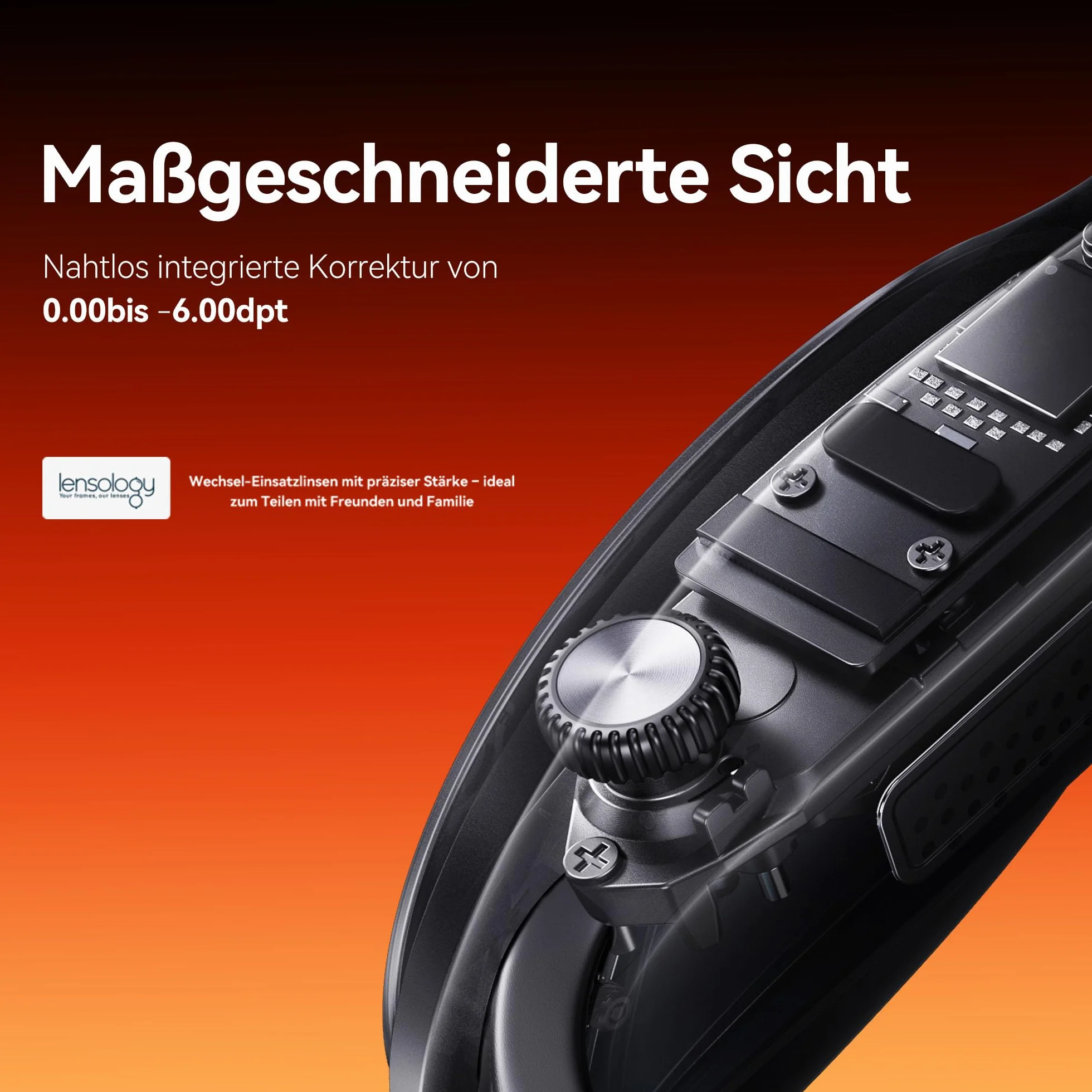 Rokid Max 2 AR Brille Schwarz, 215" Micro-OLED Display, Myopia Adjustable (0-600D), 120Hz, 50° FOV und 600nits Leuchtdichte, kompatibel mit Android und PC/ROG/Steam
