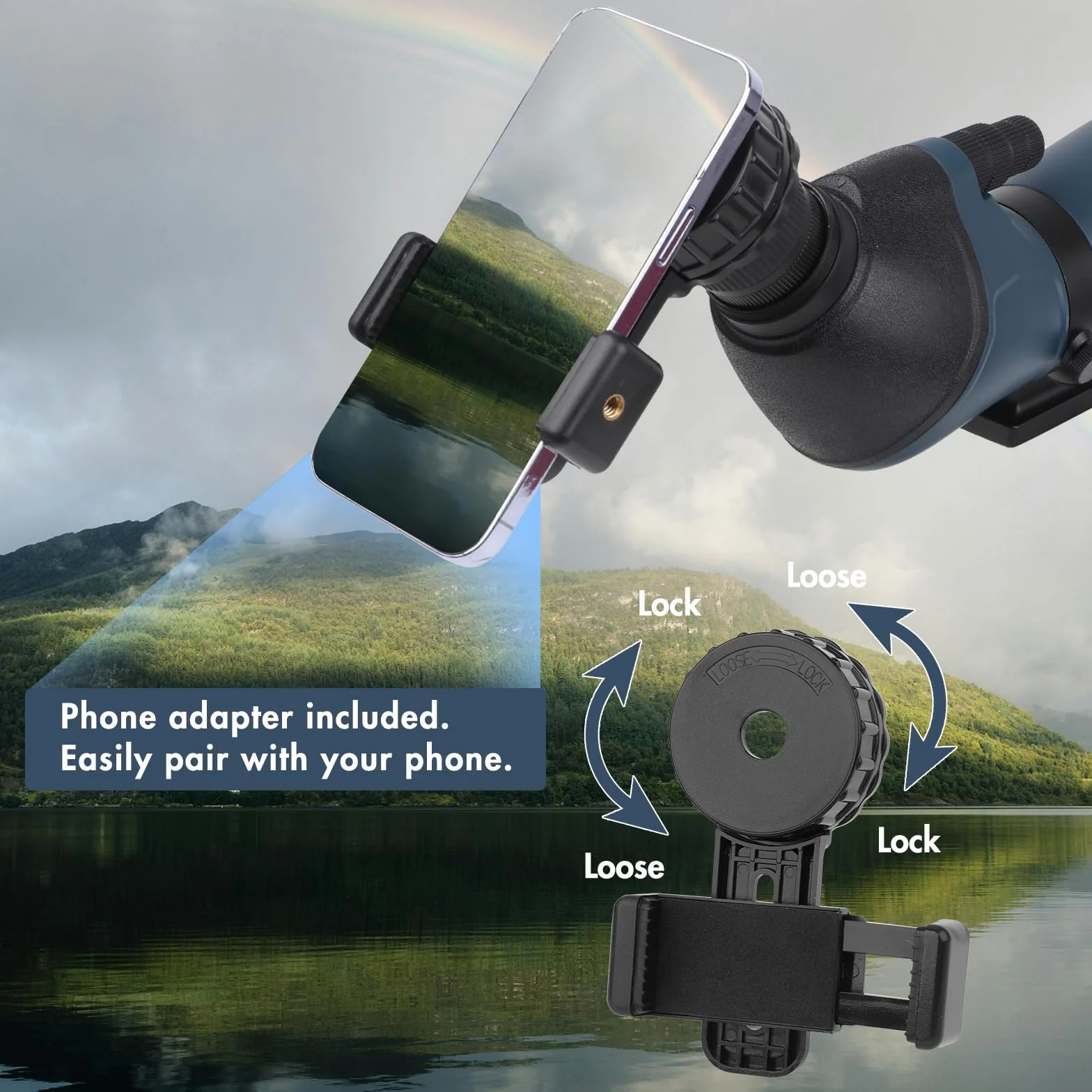 25-75x70 HD Spektiv Sportschützen mit Stativ- und Smartphone-Adapter, Zoom Bak4 Prism FMC Lens 45-Grad-abgewinkelte Teleskop für Vogelbeobachtung Wildlife Scenery Jagd Wildtiere Stargazing (Blue)