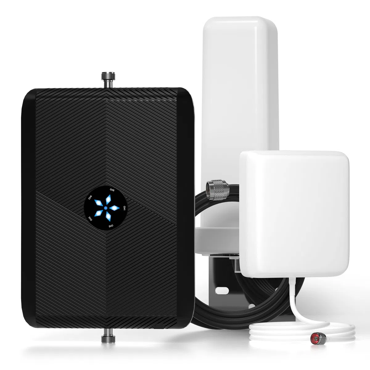 Mobilfunk Verstärker Handy Signalverstärker LTE 4G 5G für Alle Netze, Fünf-Band Repeater mit Omnidirektionale Antenne, 65dB Gain Booster für Wohnung & Home Office, Unterstützt Telekom/Vodafone/O2