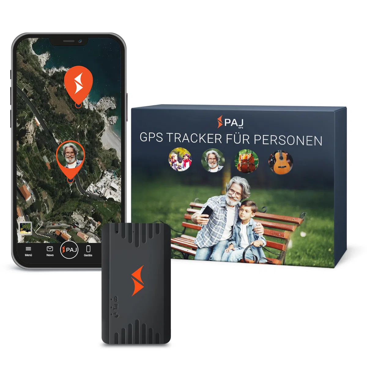 PAJ GPS People Finder 4G - Mini GPS Tracker für Kinder und Senioren - bis zu 5 Tage Akkulaufzeit - kleines Ortungsgerät mit Live-Ortung, geeignet bei Demenz, Alarmbenachrichtigungen im Notfall