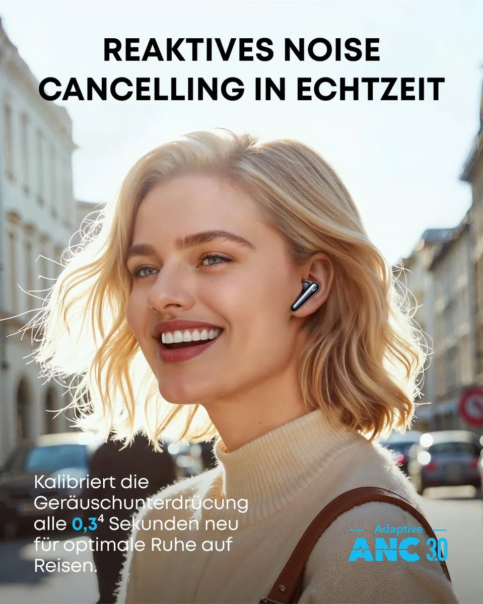 soundcore Liberty 4 Pro von Anker, Kabellose Noise Cancelling Kopfhörer, Earbuds mit 7 Sensoren, ANC in Echtzeit, 2× schneller Laden, Hi-Fi-Musik Studio-Niveau, klare Anrufe mit 6 Mikros + KI